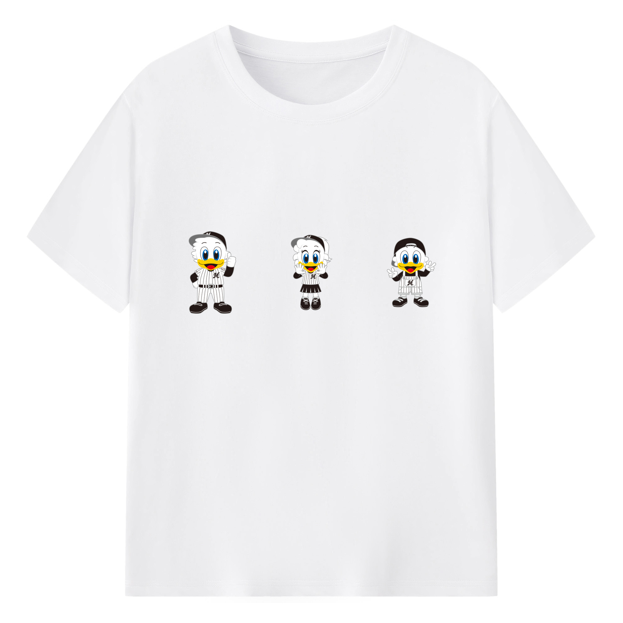 CHIBA LOTTE MARINES MASCOT MAR-KUN RINE-CHAN ZU-CHAN 2022 Logo - 綿100％ 半袖Tシャツ ・ フロントプリント ・ 快適 通気性 ・ 日常使い 散歩 スポーツ用