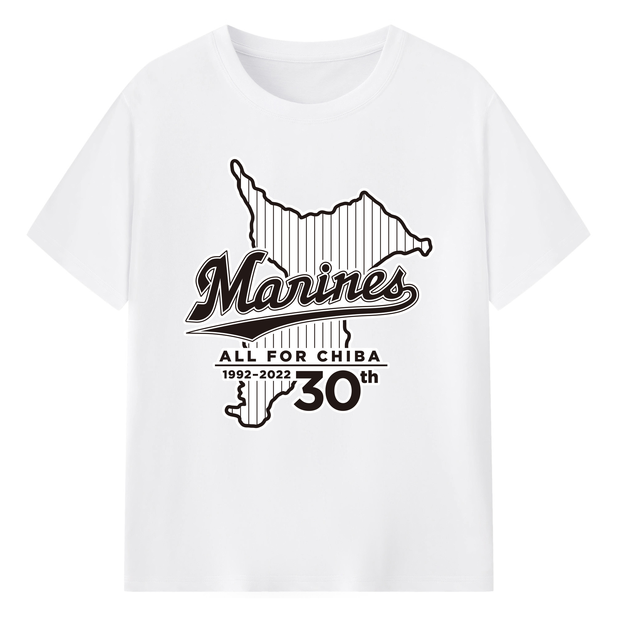 CHIBA LOTTE MARINES ALL FOR CHIBA 1992 2022 30TH ANNIVERSARY Logo - 綿100％ 半袖Tシャツ ・ フロントプリント ・ 快適 通気性 ・ 日常使い 散歩 スポーツ用