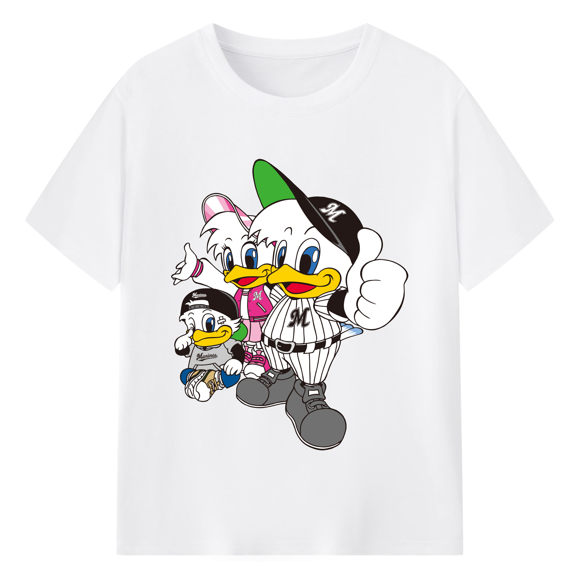 CHIBA LOTTE MARINES MASCOTS Logo - 綿100％ 半袖Tシャツ ・ フロントプリント ・ 快適 通気性 ・ 日常使い 散歩 スポーツ用