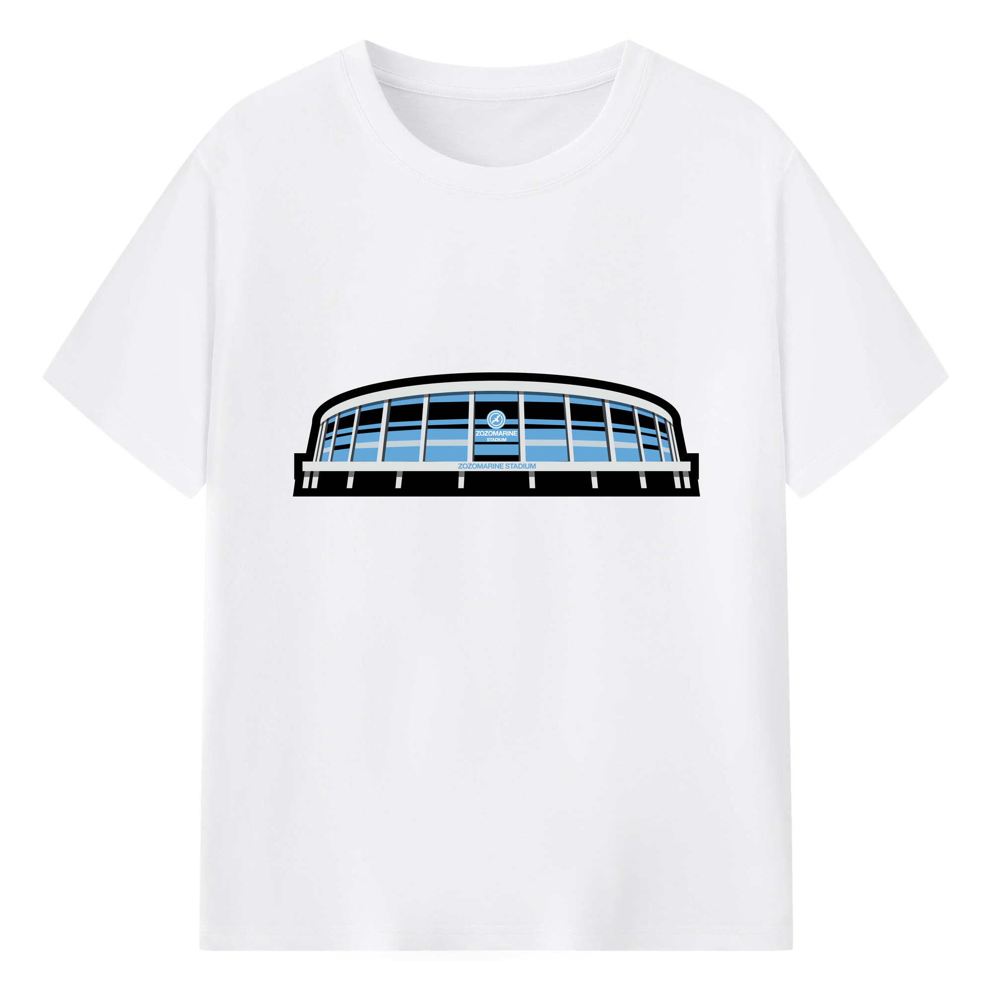 ZOZO MARINE STADIUM DESIGN Logo - 綿100％ 半袖Tシャツ ・ フロントプリント ・ 快適 通気性 ・ 日常使い 散歩 スポーツ用