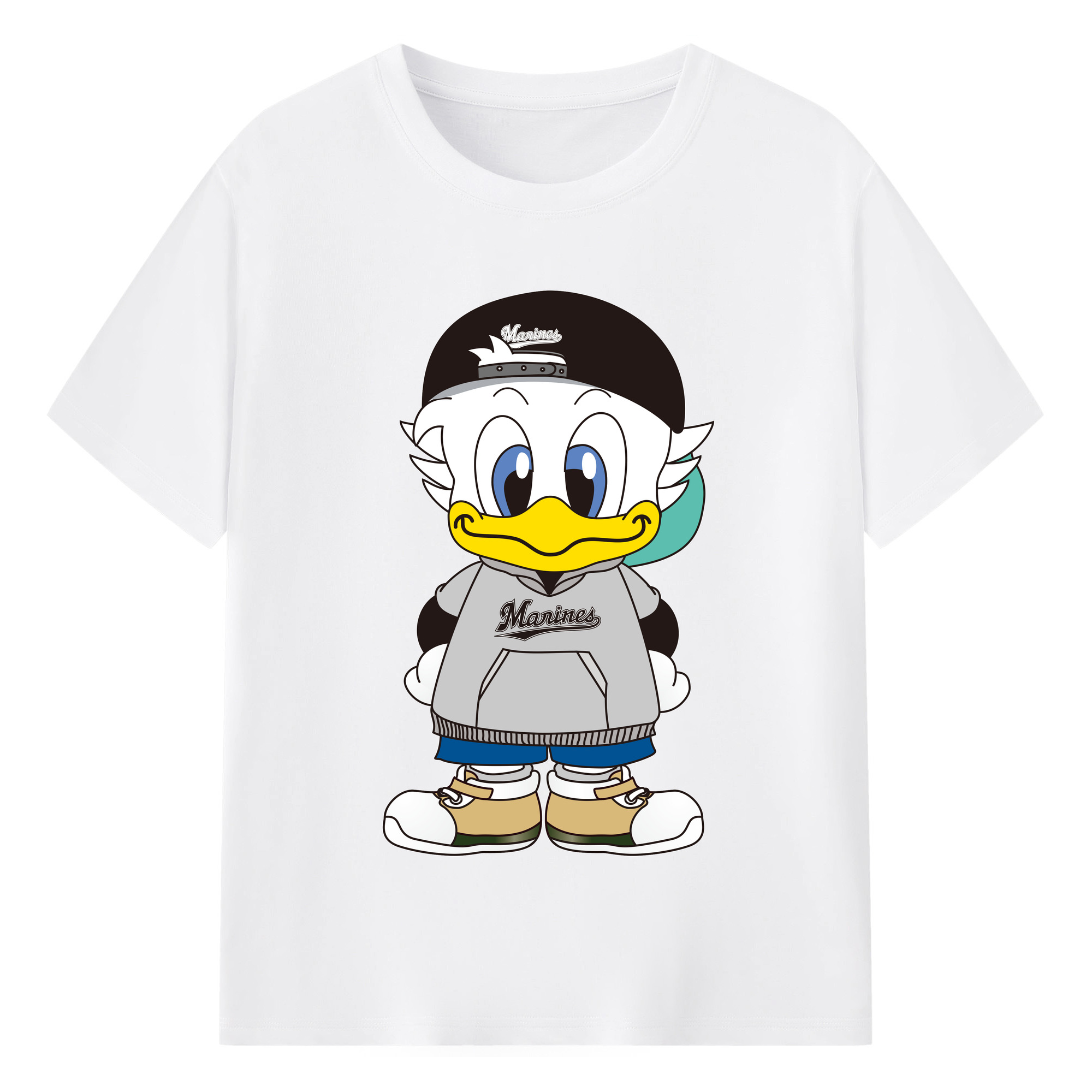 CHIBA LOTTE MARINES MASCOT ZU-CHAN APPLICATION KID Logo - 綿100％ 半袖Tシャツ ・ フロントプリント ・ 快適 通気性 ・ 日常使い 散歩 スポーツ用