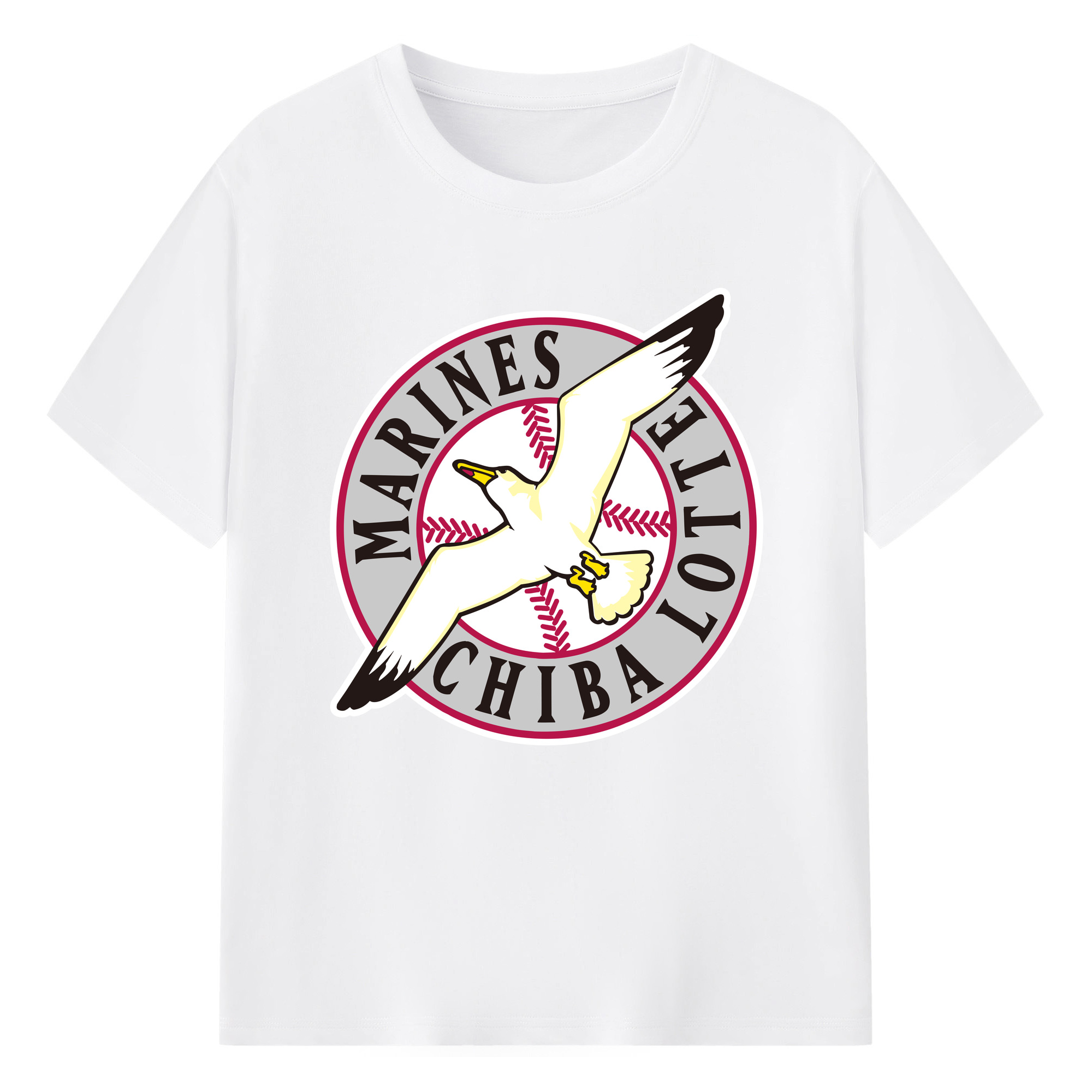 CHIBA LOTTE MARINES PRIMARY EMBLEM 1995 2019 Logo - 綿100％ 半袖Tシャツ ・ フロントプリント ・ 快適 通気性 ・ 日常使い 散歩 スポーツ用