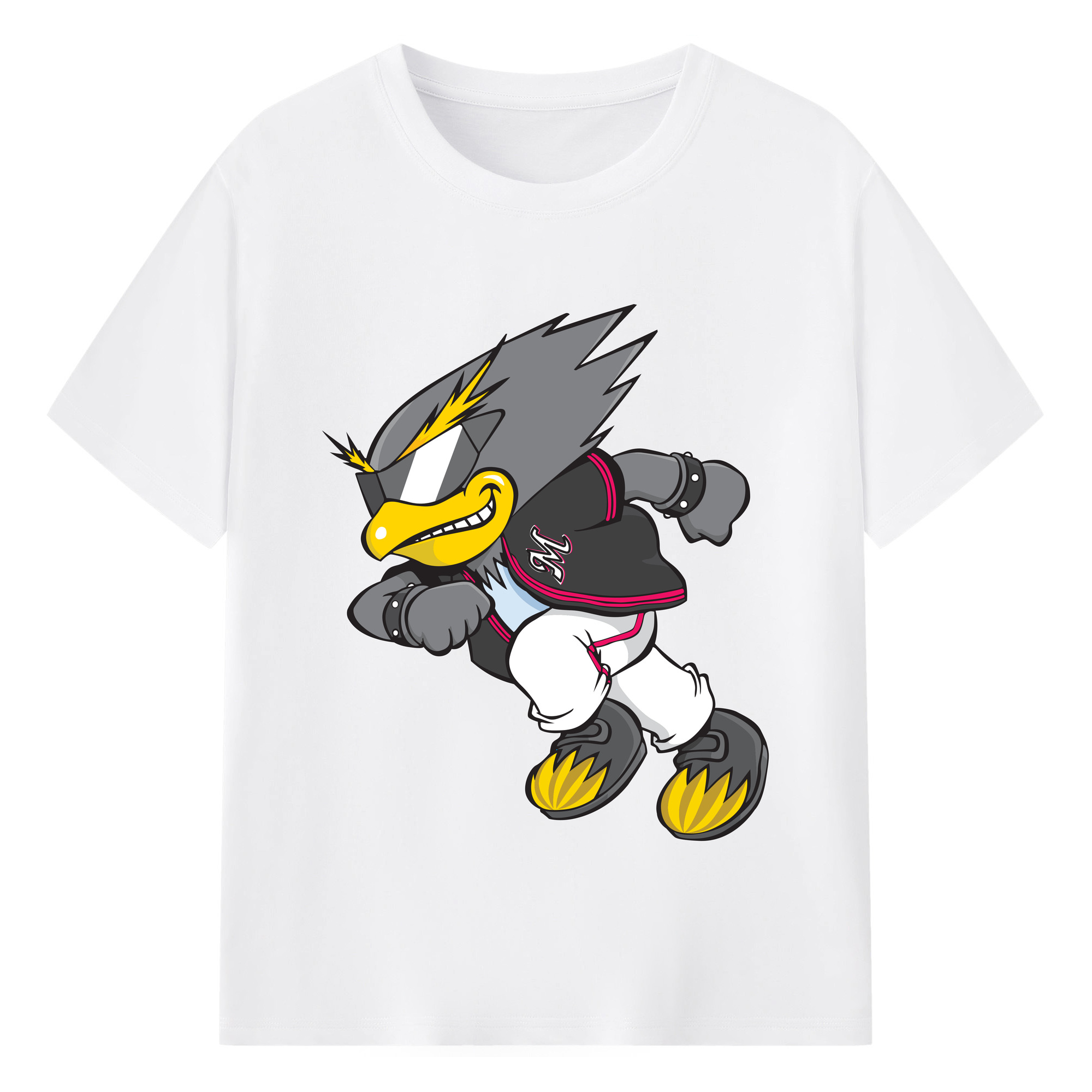 CHIBA LOTTE MARINES MASCOT COOL OLD APPLICATION RUNNING Logo 1 - 綿100％ 半袖Tシャツ ・ フロントプリント ・ 快適 通気性 ・ 日常使い 散歩 スポーツ用