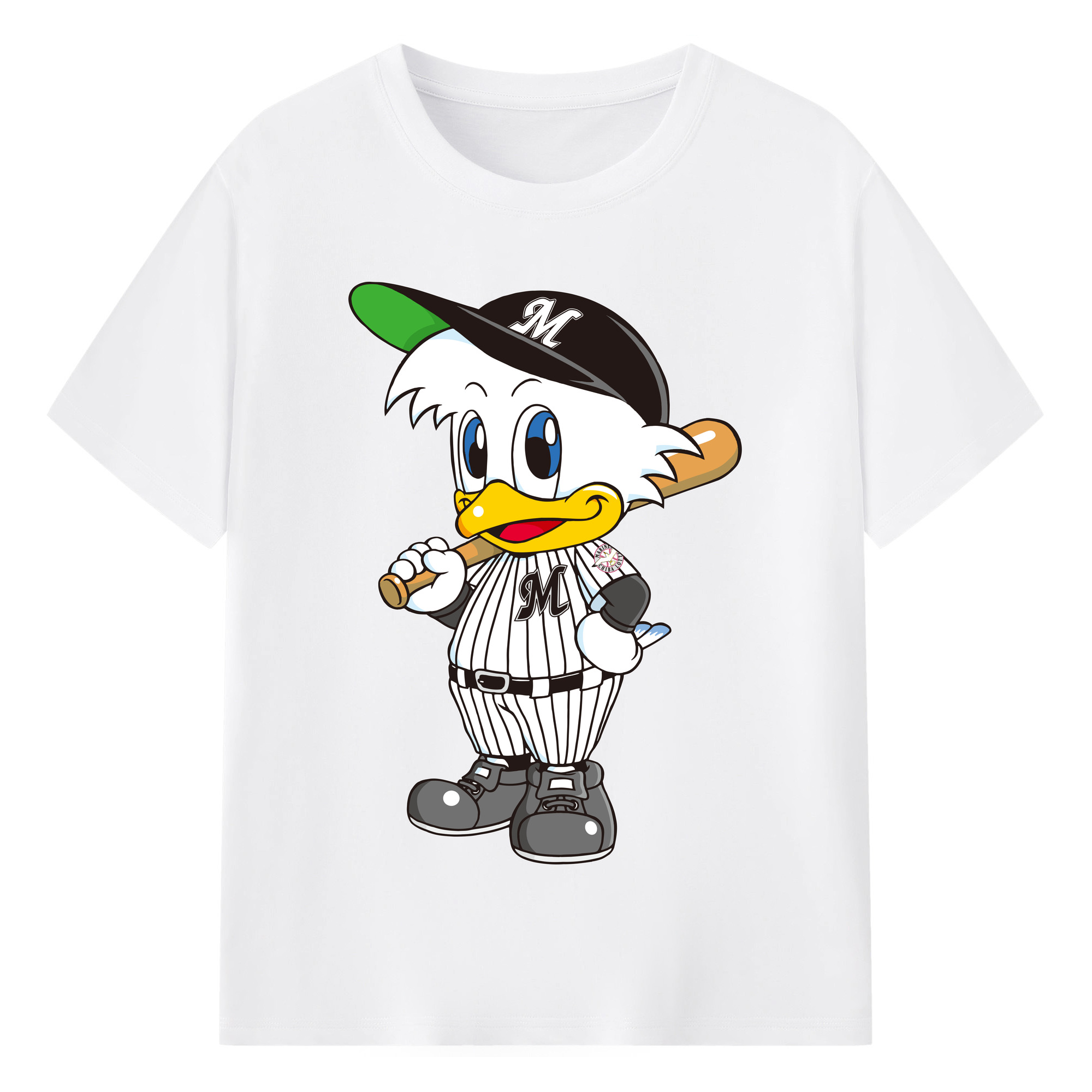 CHIBA LOTTE MARINES MASCOT MAR-KUN Logo - 綿100％ 半袖Tシャツ ・ フロントプリント ・ 快適 通気性 ・ 日常使い 散歩 スポーツ用