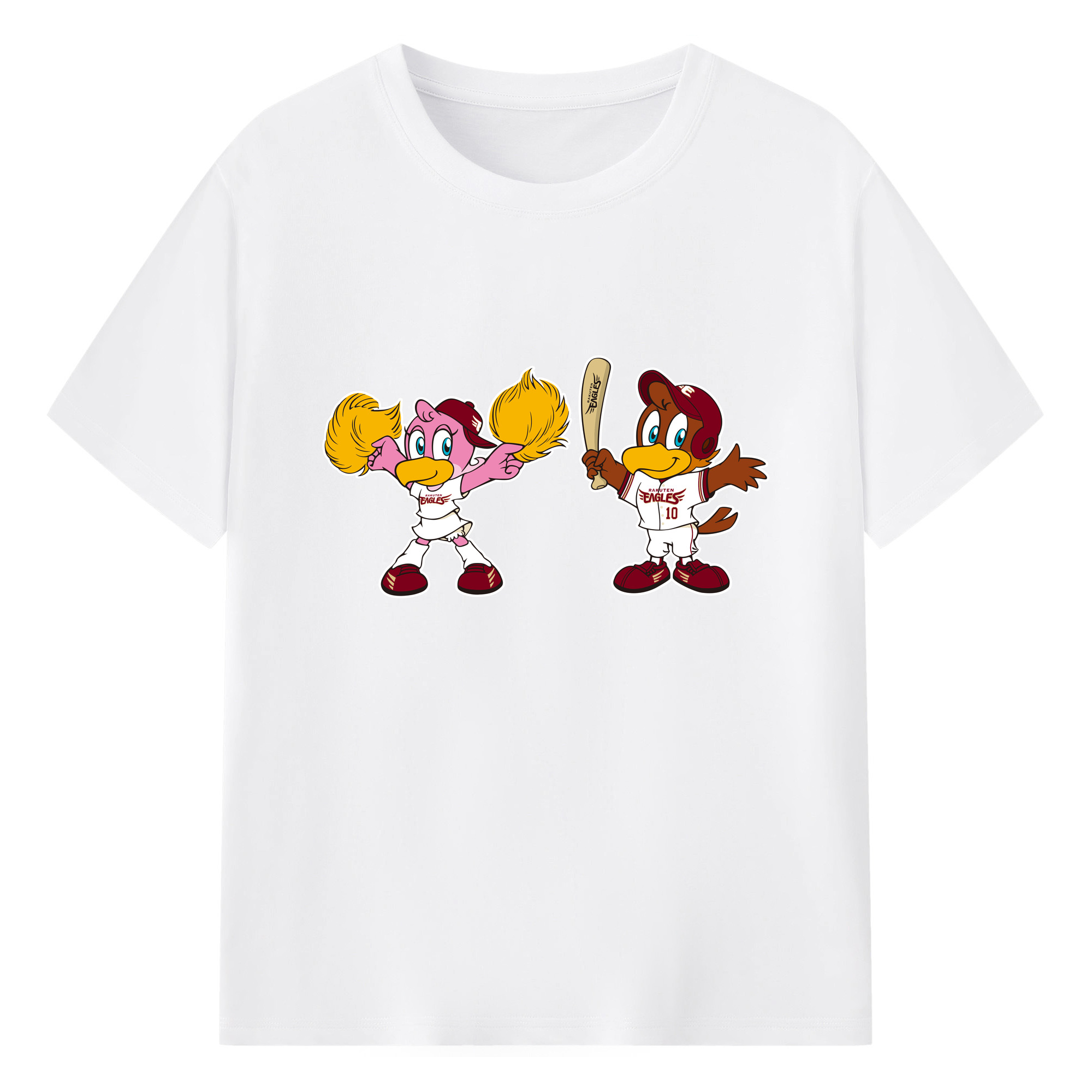 TOHOKU RAKUTEN GOLDEN EAGLES MASCOT CLUTCH CLUTCHENA 2020 UNIFORM ORIGINAL Logo - 綿100％ 半袖Tシャツ ・ フロントプリント ・ 快適 通気性 ・ 日常使い 散歩 スポーツ用