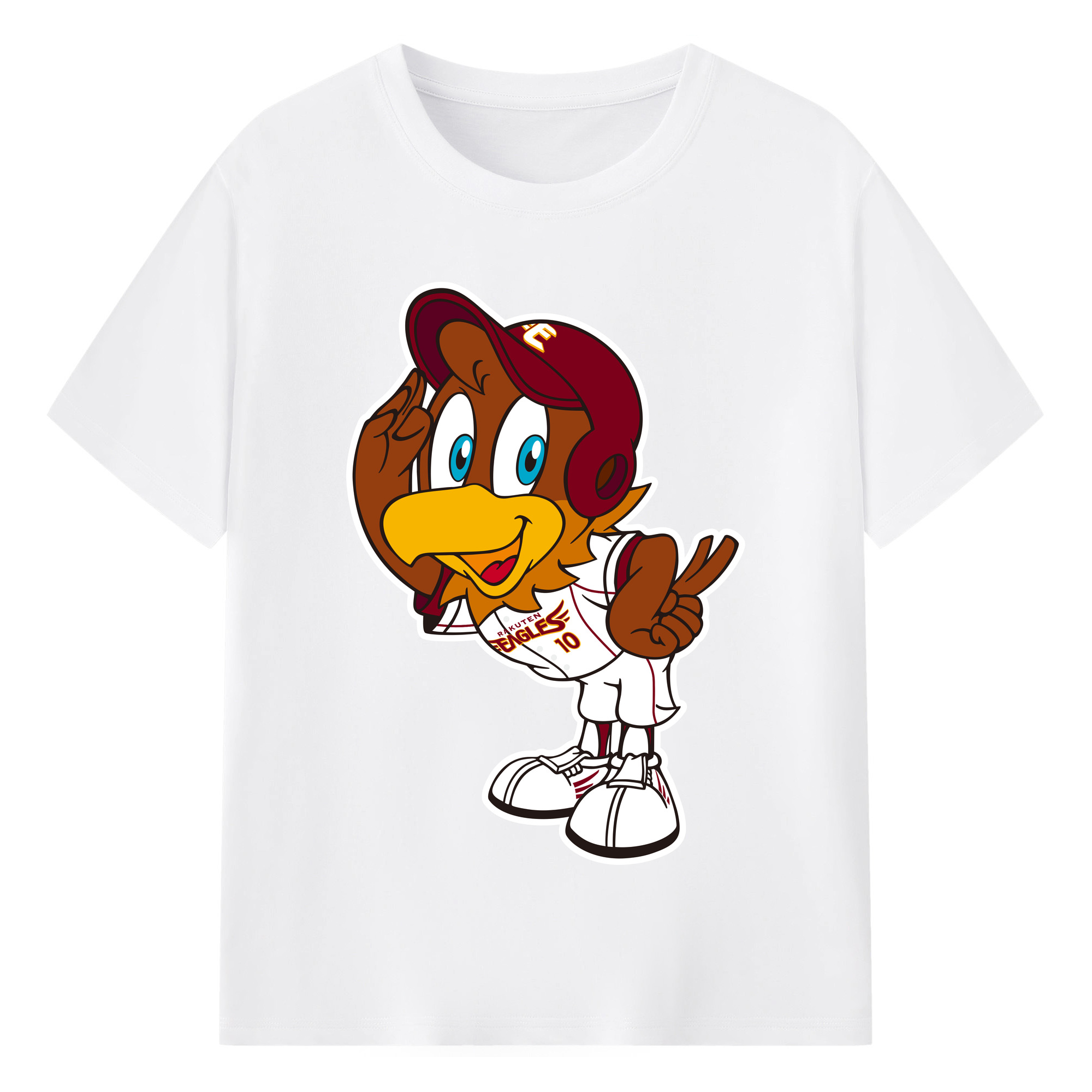 TOHOKU RAKUTEN GOLDEN EAGLES MASCOT CLUTCH Logo - 綿100％ 半袖Tシャツ ・ フロントプリント ・ 快適 通気性 ・ 日常使い 散歩 スポーツ用