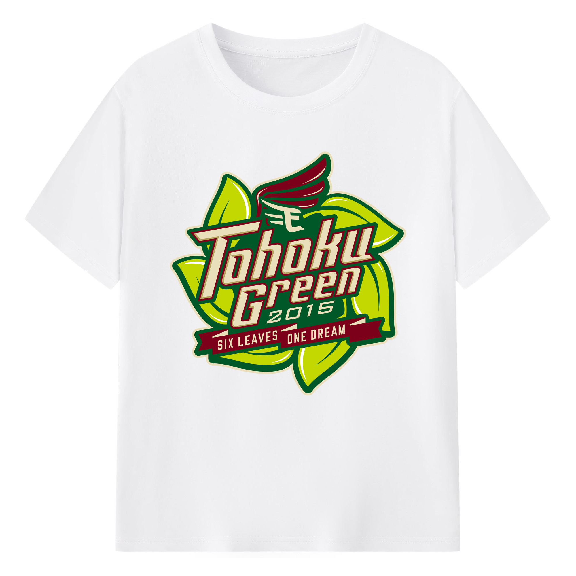 TOHOKU RAKUTEN GOLDEN EAGLES TOHOKU GREEN 2015 EMBLEM Logo - 綿100％ 半袖Tシャツ ・ フロントプリント ・ 快適 通気性 ・ 日常使い 散歩 スポーツ用