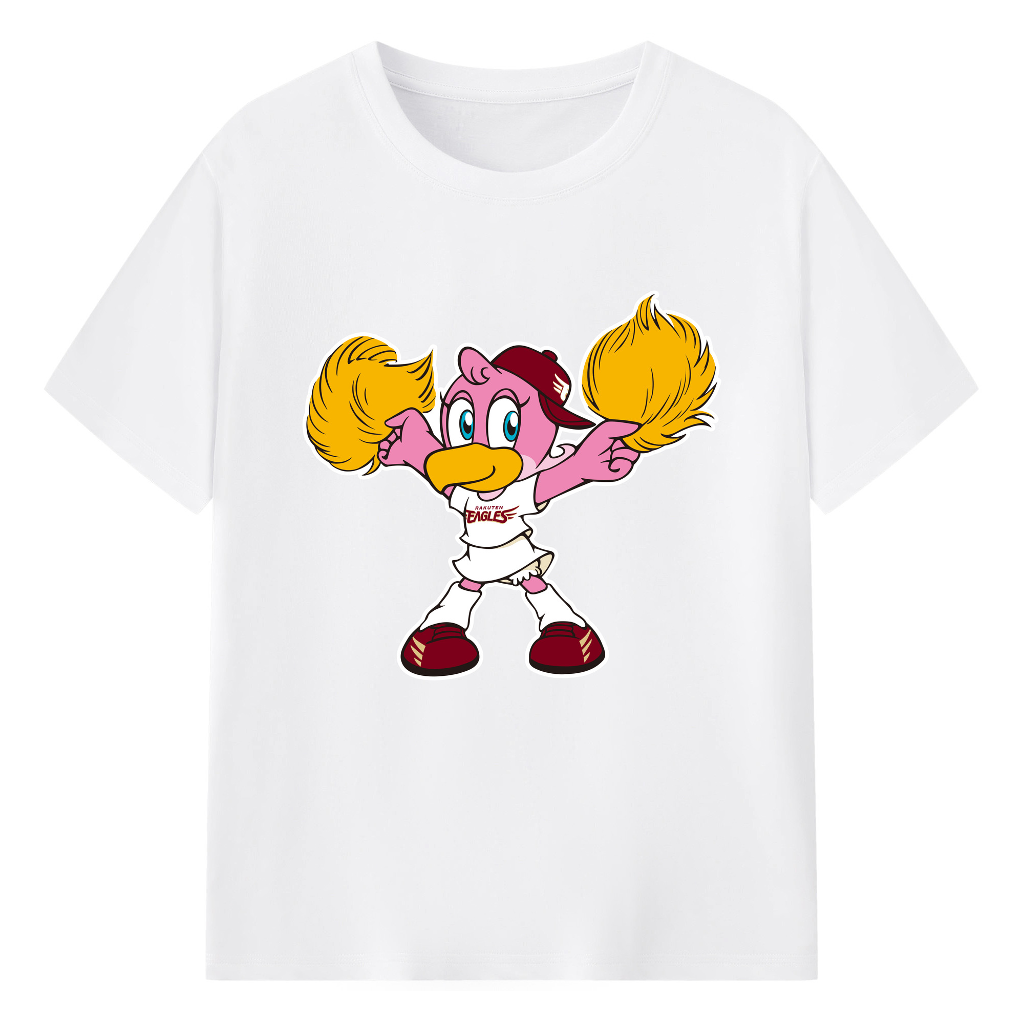 TOHOKU RAKUTEN GOLDEN EAGLES MASCOT CLUTCHENA 2020 UNIFORM ORIGINAL APPLICATION BACKGROUND Logo - 綿100％ 半袖Tシャツ ・ フロントプリント ・ 快適 通気性 ・ 日常使い 散歩 スポーツ用