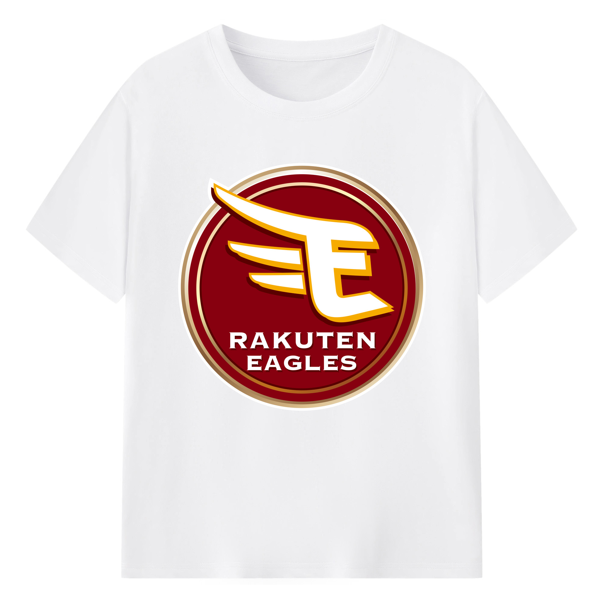 TOHOKU RAKUTEN GOLDEN EAGLES 2025 EMBLEM Logo - 綿100％ 半袖Tシャツ ・ フロントプリント ・ 快適 通気性 ・ 日常使い 散歩 スポーツ用