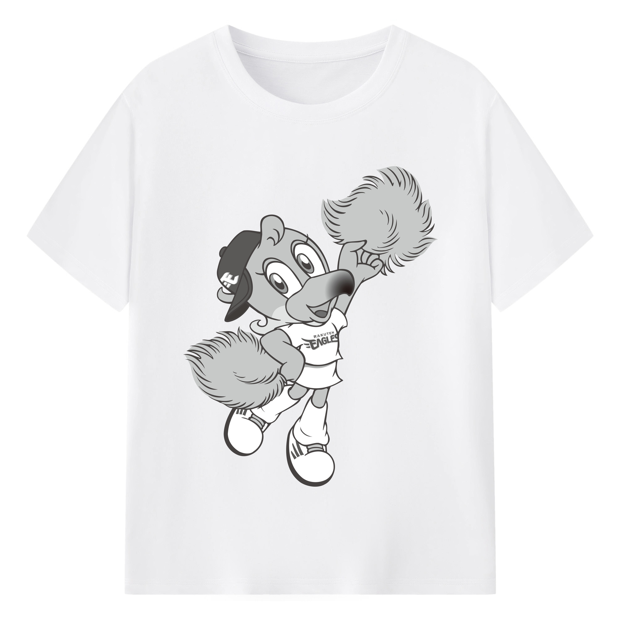 TOHOKU RAKUTEN GOLDEN EAGLES MASCOT CLUTCHENA OLD ORIGINAL Logo - 綿100％ 半袖Tシャツ ・ フロントプリント ・ 快適 通気性 ・ 日常使い 散歩 スポーツ用