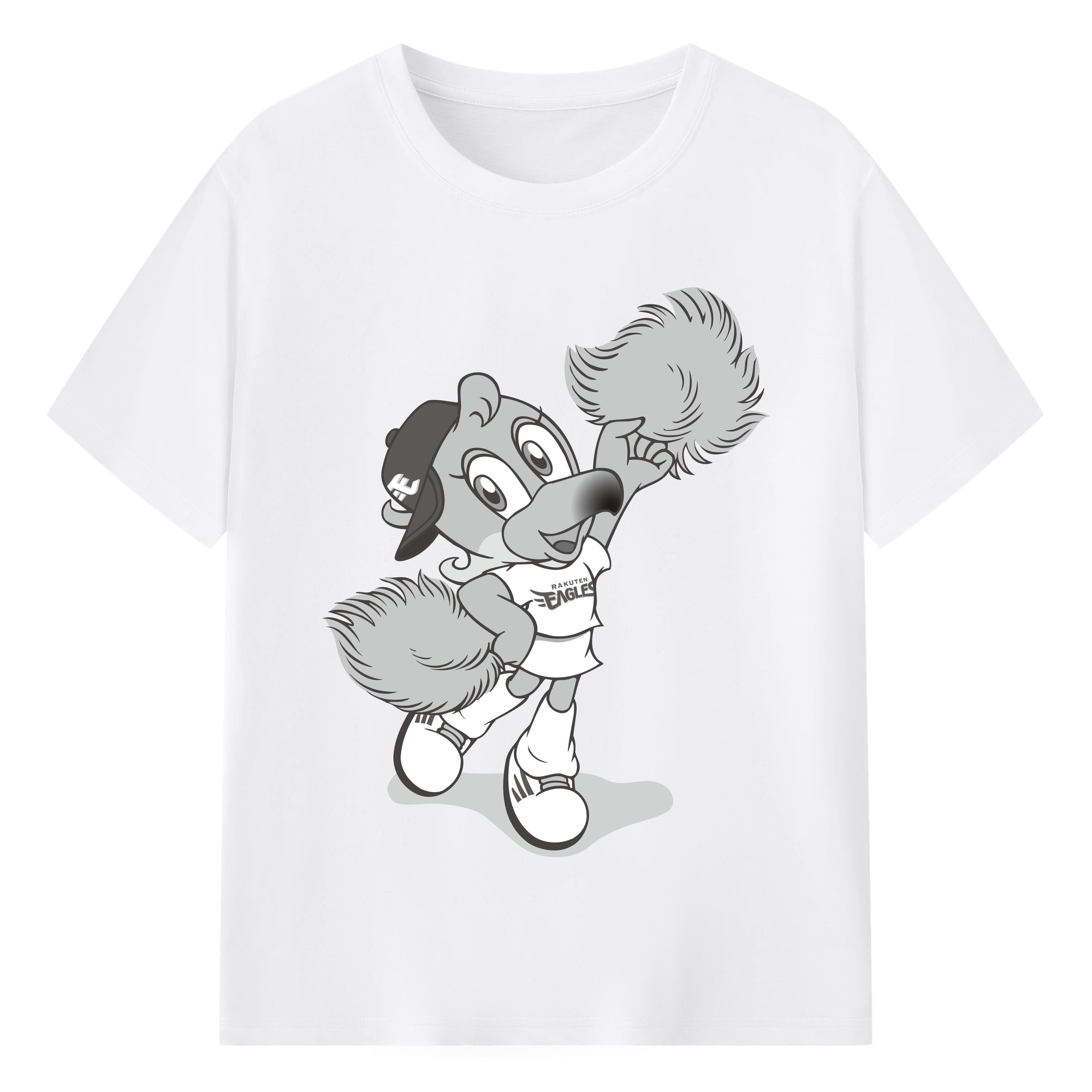 TOHOKU RAKUTEN GOLDEN EAGLES MASCOT CLUTCHENA OLD ORIGINAL - 綿100％ 半袖Tシャツ ・ フロントプリント ・ 快適 通気性 ・ 日常使い 散歩 スポーツ用