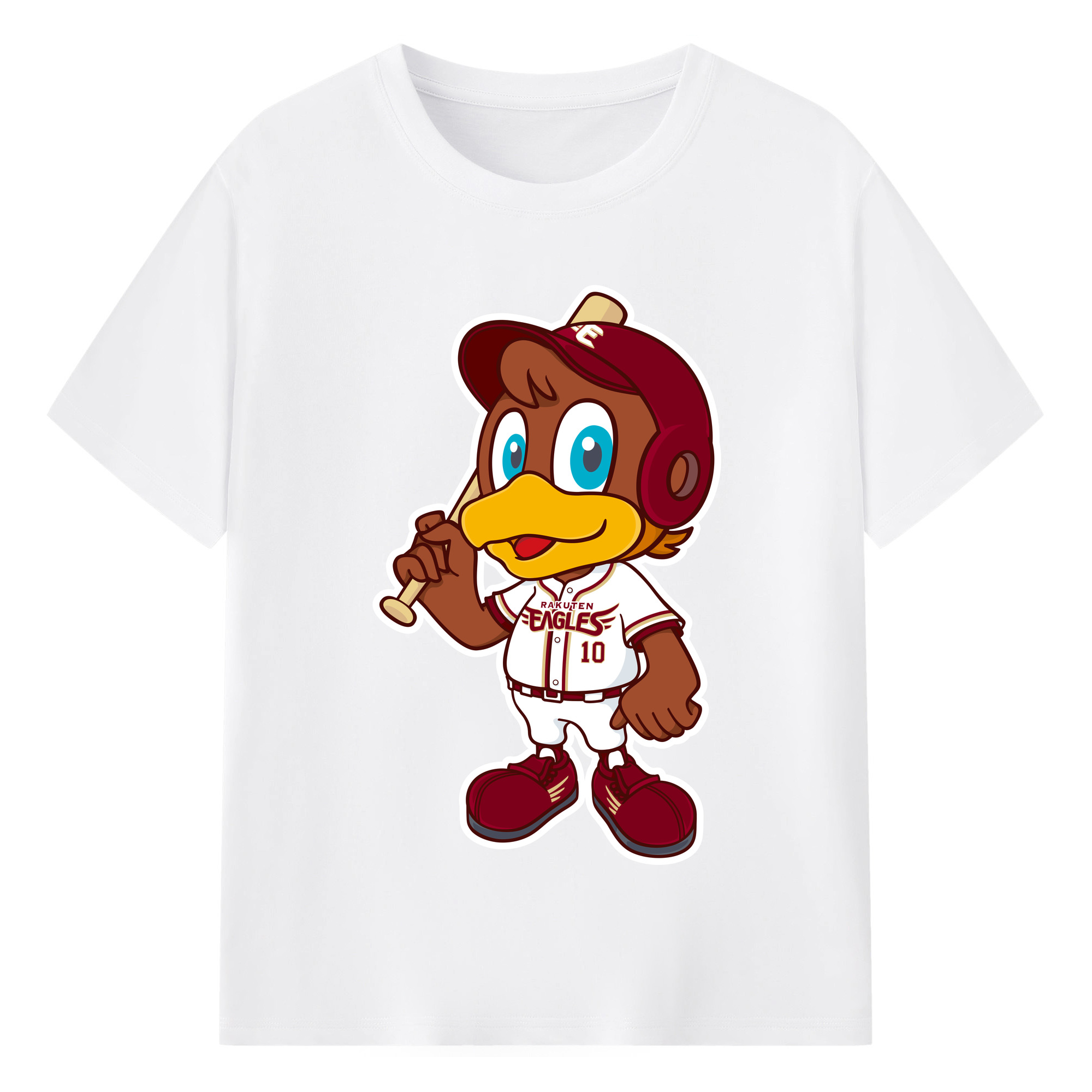 TOHOKU RAKUTEN GOLDEN EAGLES MASCOT CLUTCH 2024 ORIGINAL Logo - 綿100％ 半袖Tシャツ ・ フロントプリント ・ 快適 通気性 ・ 日常使い 散歩 スポーツ用