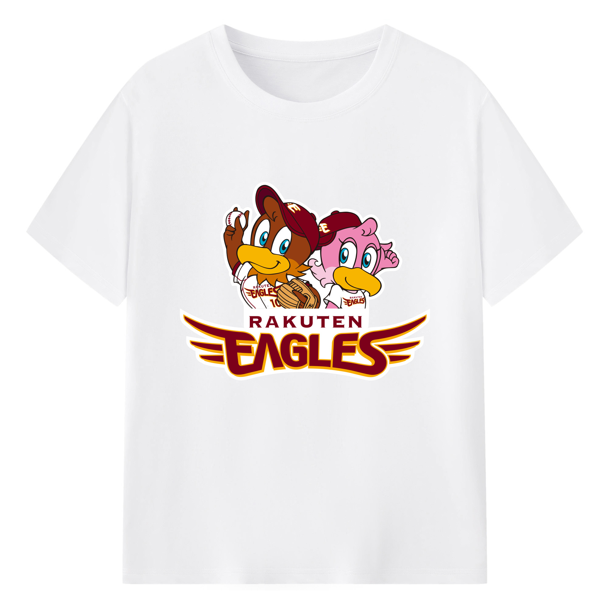 TOHOKU RAKUTEN GOLDEN EAGLES EMBLEM 2011 2017 APPLICATION BACKGROUND Logo - 綿100％ 半袖Tシャツ ・ フロントプリント ・ 快適 通気性 ・ 日常使い 散歩 スポーツ用