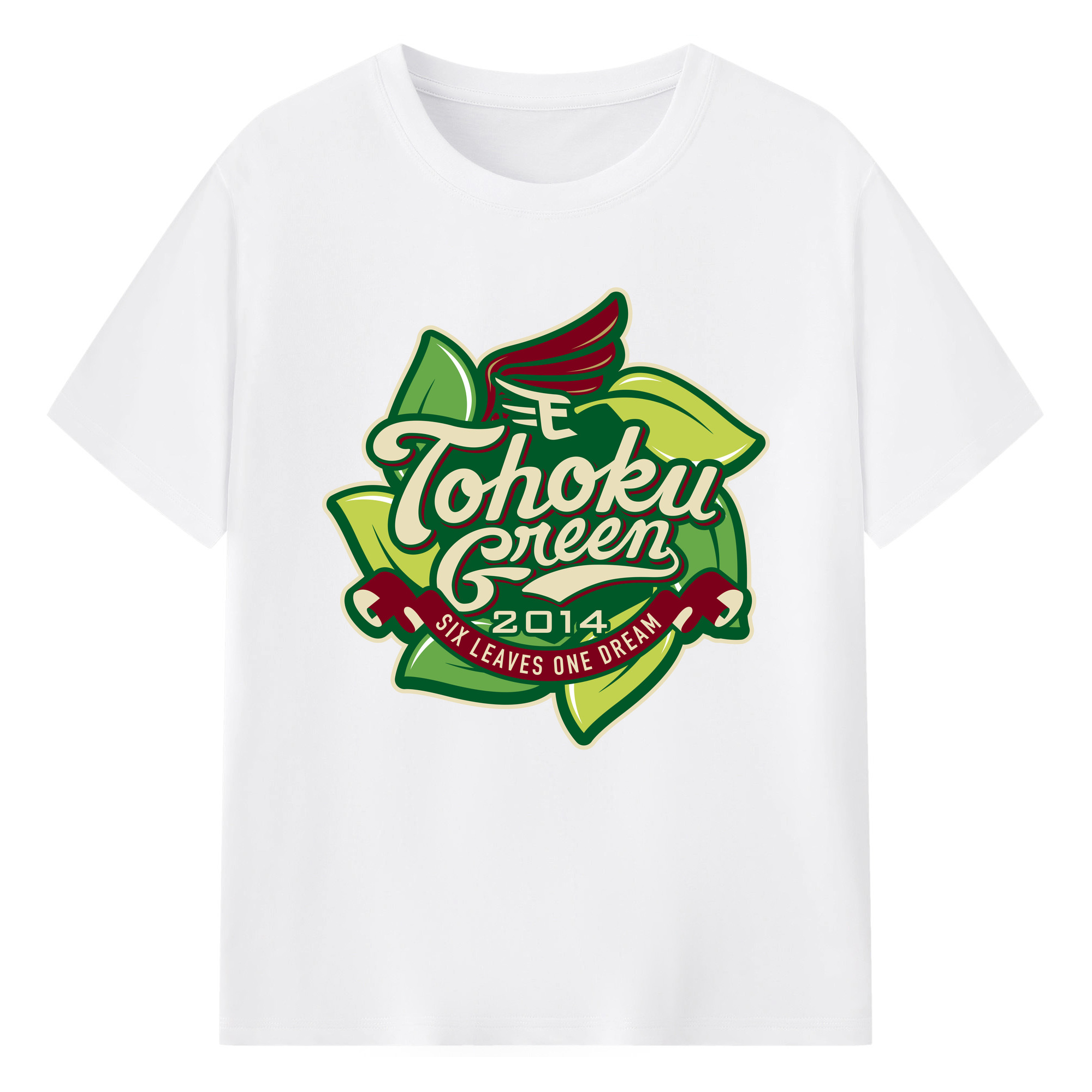 TOHOKU RAKUTEN GOLDEN EAGLES TOHOKU GREEN 2014 EMBLEM Logo - 綿100％ 半袖Tシャツ ・ フロントプリント ・ 快適 通気性 ・ 日常使い 散歩 スポーツ用