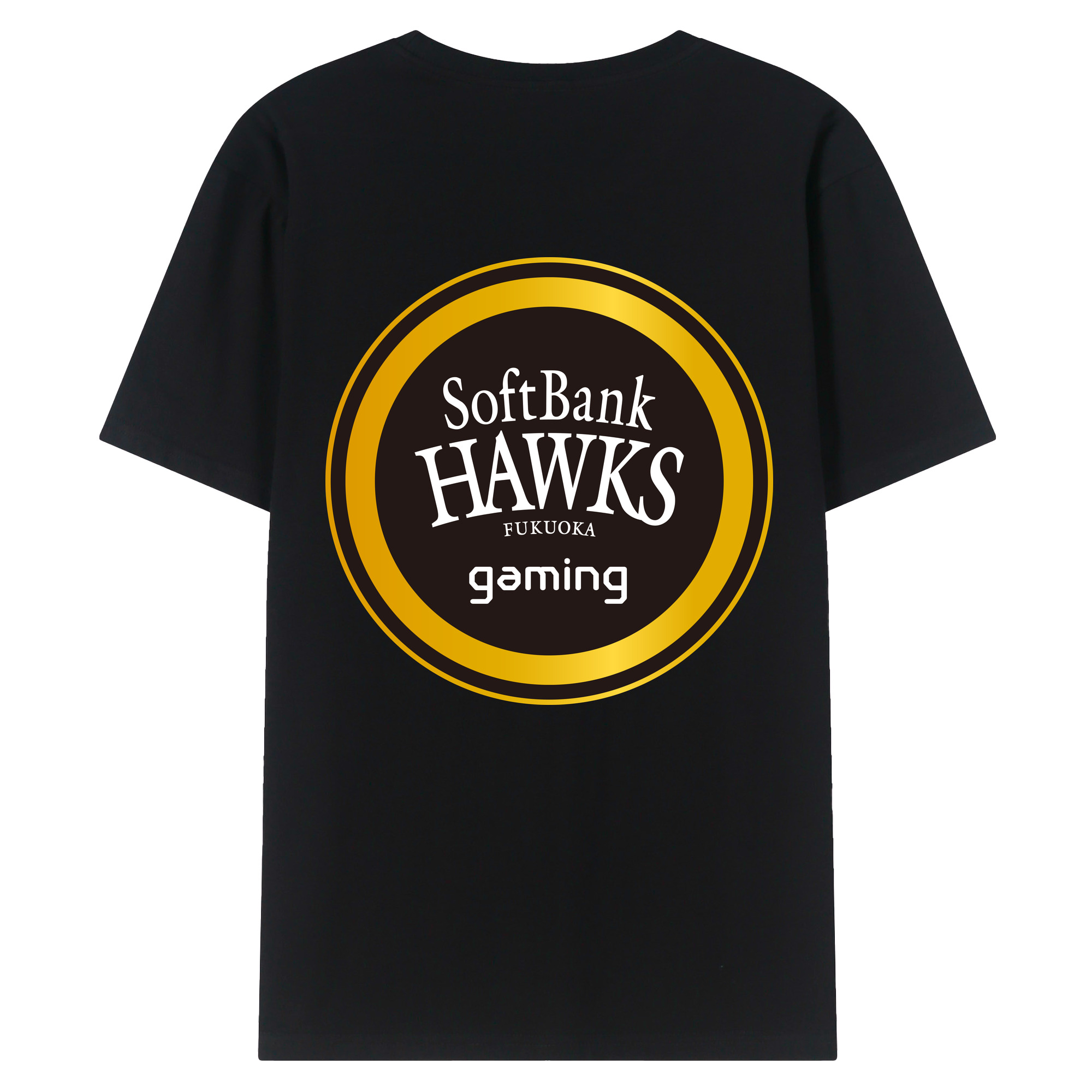 FUKUOKA SOFTBANK HAWKS GAMING Logo - 綿100％ 半袖Tシャツ ・ バックプリント ・ 快適 通気性 ・ 日常使い 散歩 スポーツ用