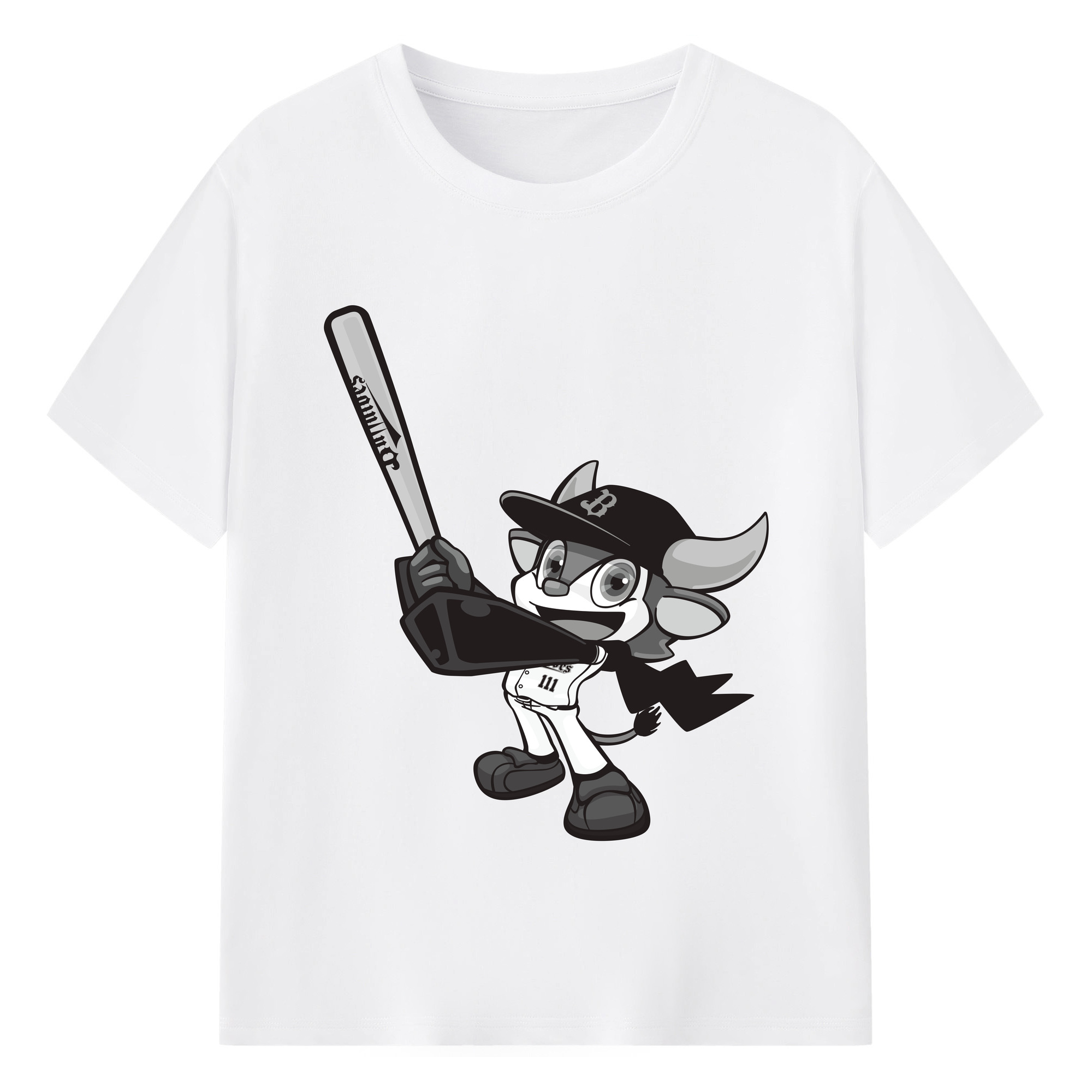 ORIX BUFFALOES MASCOT BUFFALO BULL APPLICATION BAT SYMBOL 2019 Logo - 綿100％ 半袖Tシャツ ・ フロントプリント ・ 快適 通気性 ・ 日常使い 散歩 スポーツ用