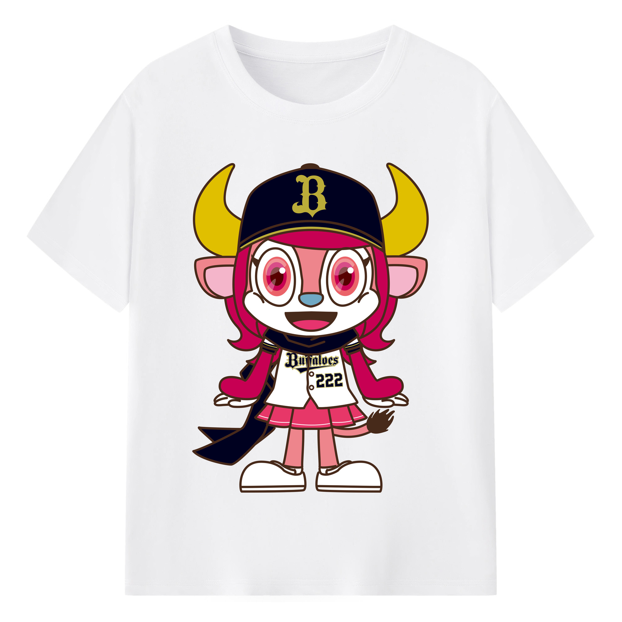 ORIX BUFFALOES MASCOT BUFFALO BELL ORIGINAL SYMBOL 2019 Logo - 綿100％ 半袖Tシャツ ・ フロントプリント ・ 快適 通気性 ・ 日常使い 散歩 スポーツ用