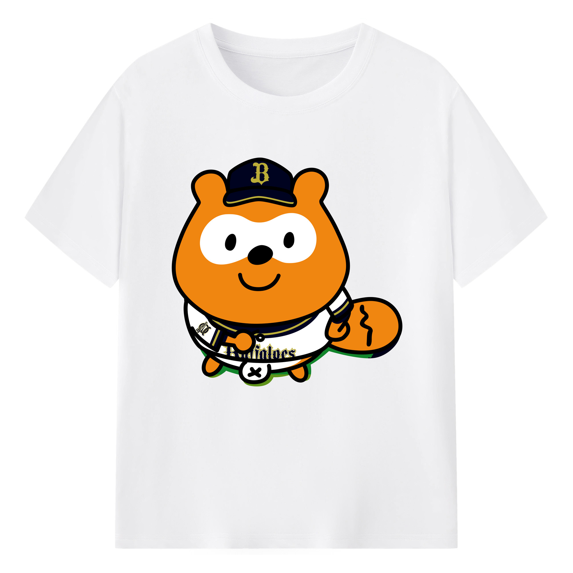 ORIX BUFFALOES MASCOT PONTA Logo - 綿100％ 半袖Tシャツ ・ フロントプリント ・ 快適 通気性 ・ 日常使い 散歩 スポーツ用