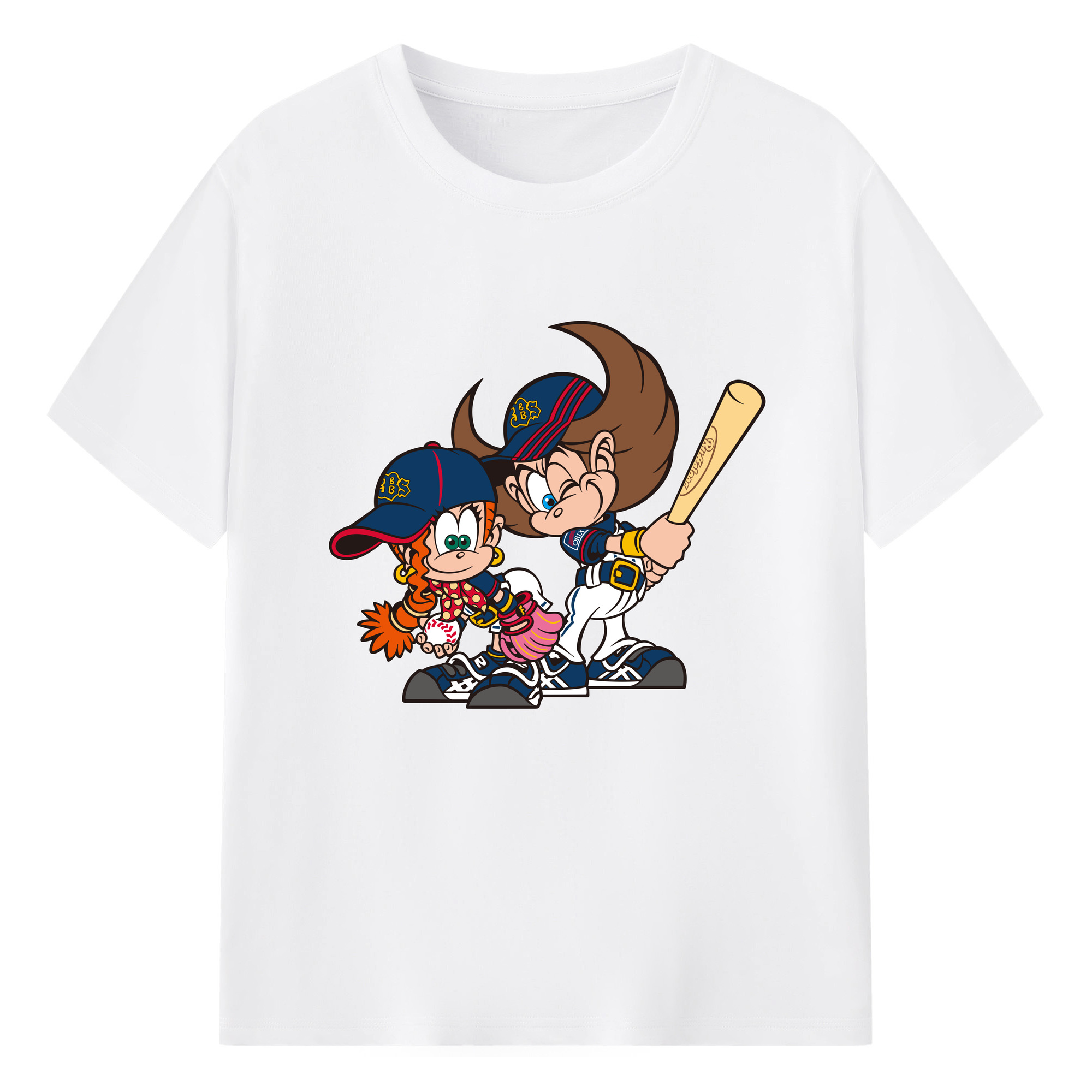 ORIX BUFFALOES MASCOT NEPPIE RIPSEA Logo - 綿100％ 半袖Tシャツ ・ フロントプリント ・ 快適 通気性 ・ 日常使い 散歩 スポーツ用