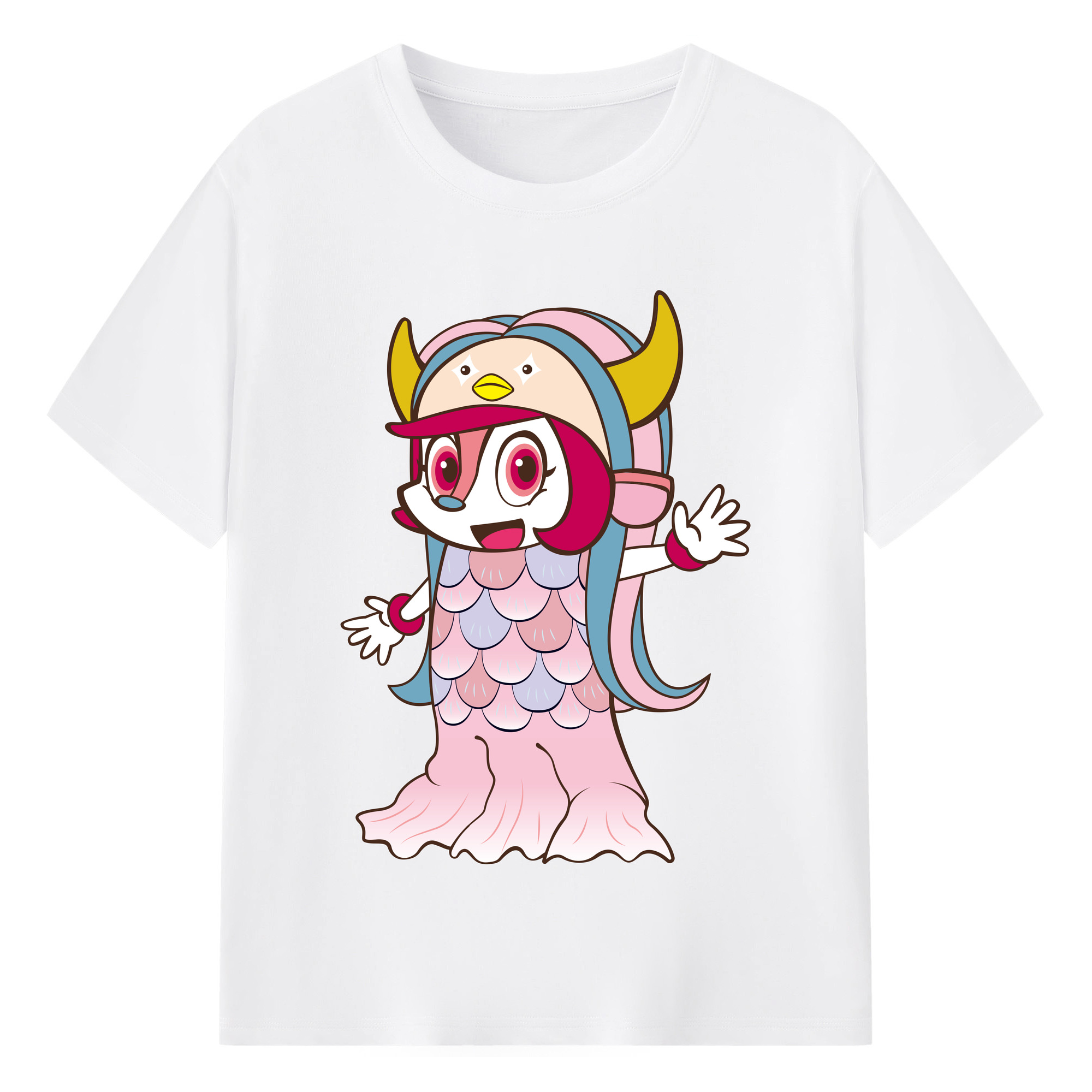 ORIX BUFFALOES MASCOT BUFFALO BELL APPLICATION FISH CLOTHES Logo - 綿100％ 半袖Tシャツ ・ フロントプリント ・ 快適 通気性 ・ 日常使い 散歩 スポーツ用