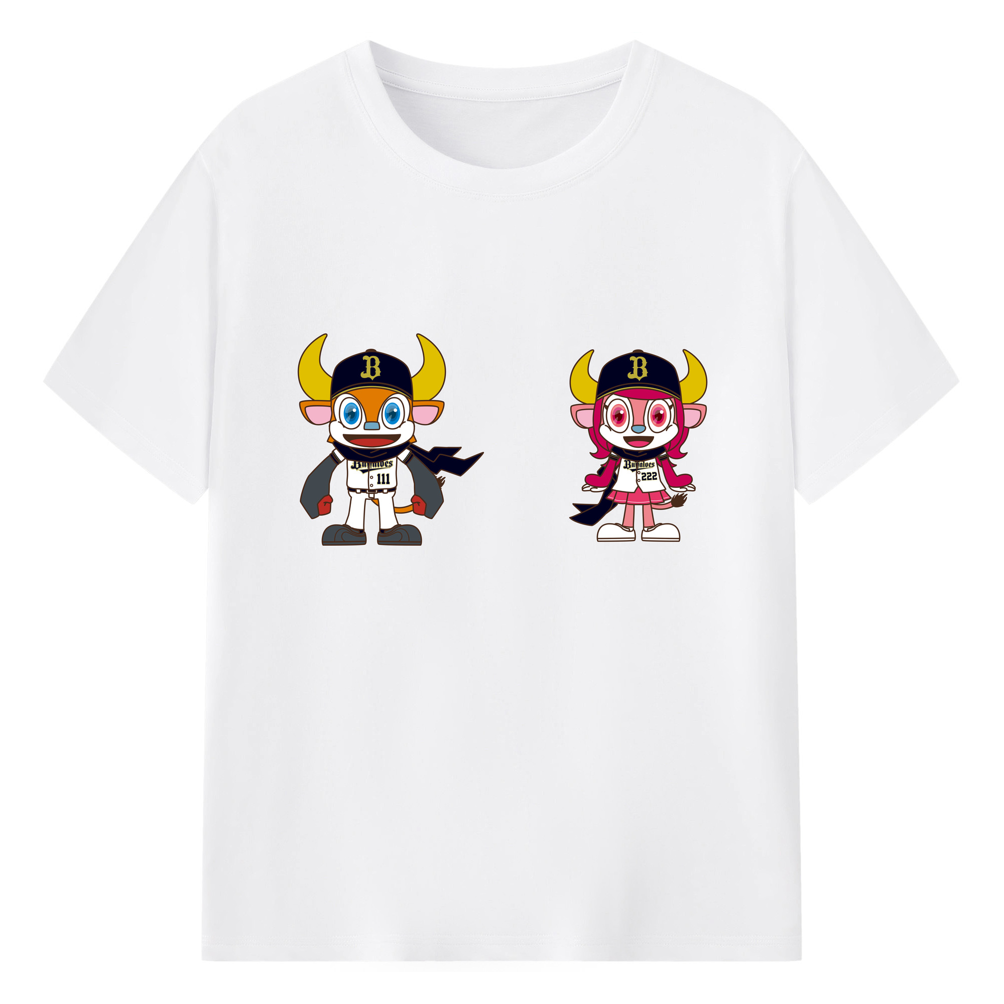 ORIX BUFFALOES MASCOT BUFFALO BULL BUFFALO BELL ORIGINAL SYMBOL 2019 Logo - 綿100％ 半袖Tシャツ ・ フロントプリント ・ 快適 通気性 ・ 日常使い 散歩 スポーツ用