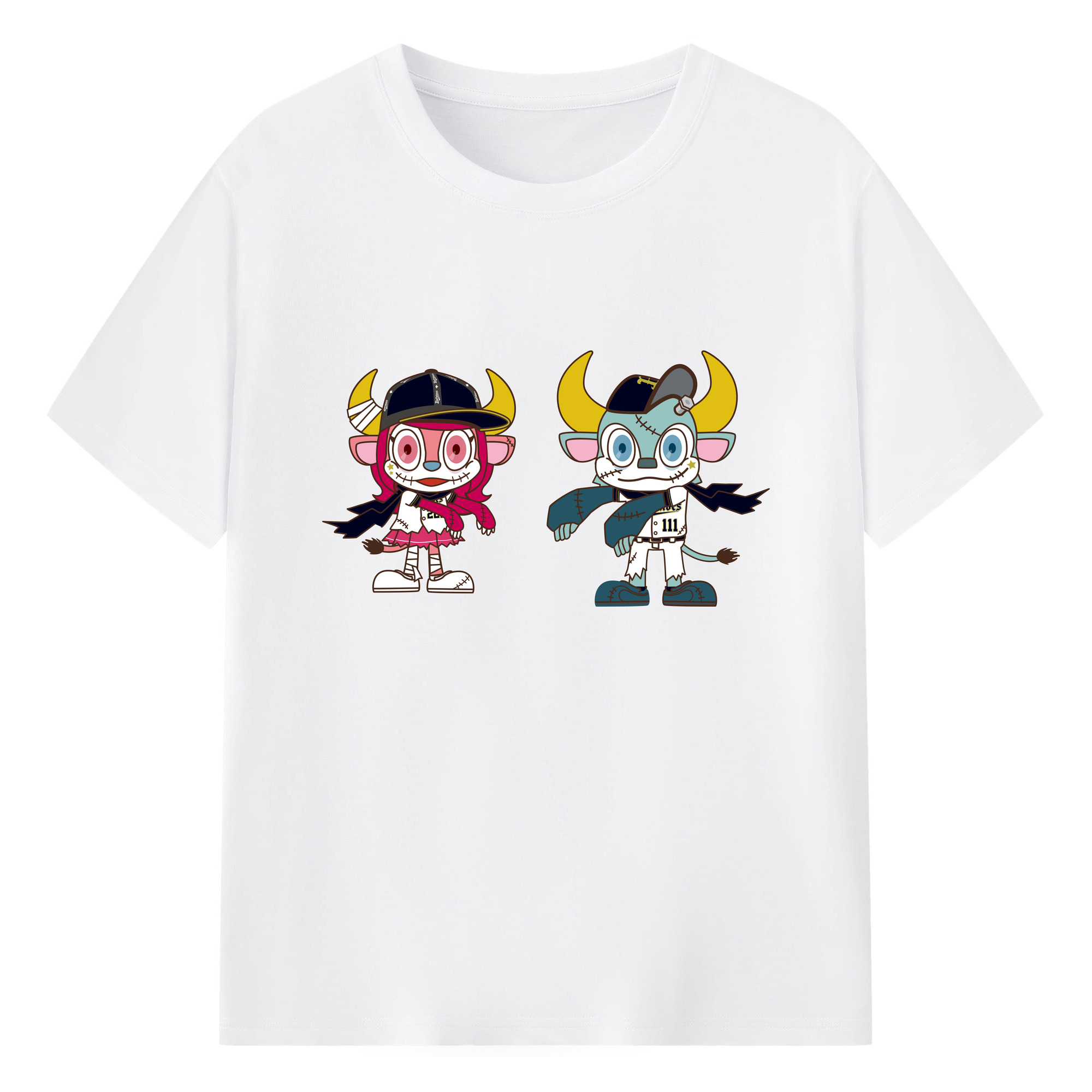 ORIX BUFFALOES MASCOT BUFFALO BULL BUFFALO BELL APPLICATION HALLOWEEN Logo - 綿100％ 半袖Tシャツ ・ フロントプリント ・ 快適 通気性 ・ 日常使い 散歩 スポーツ用