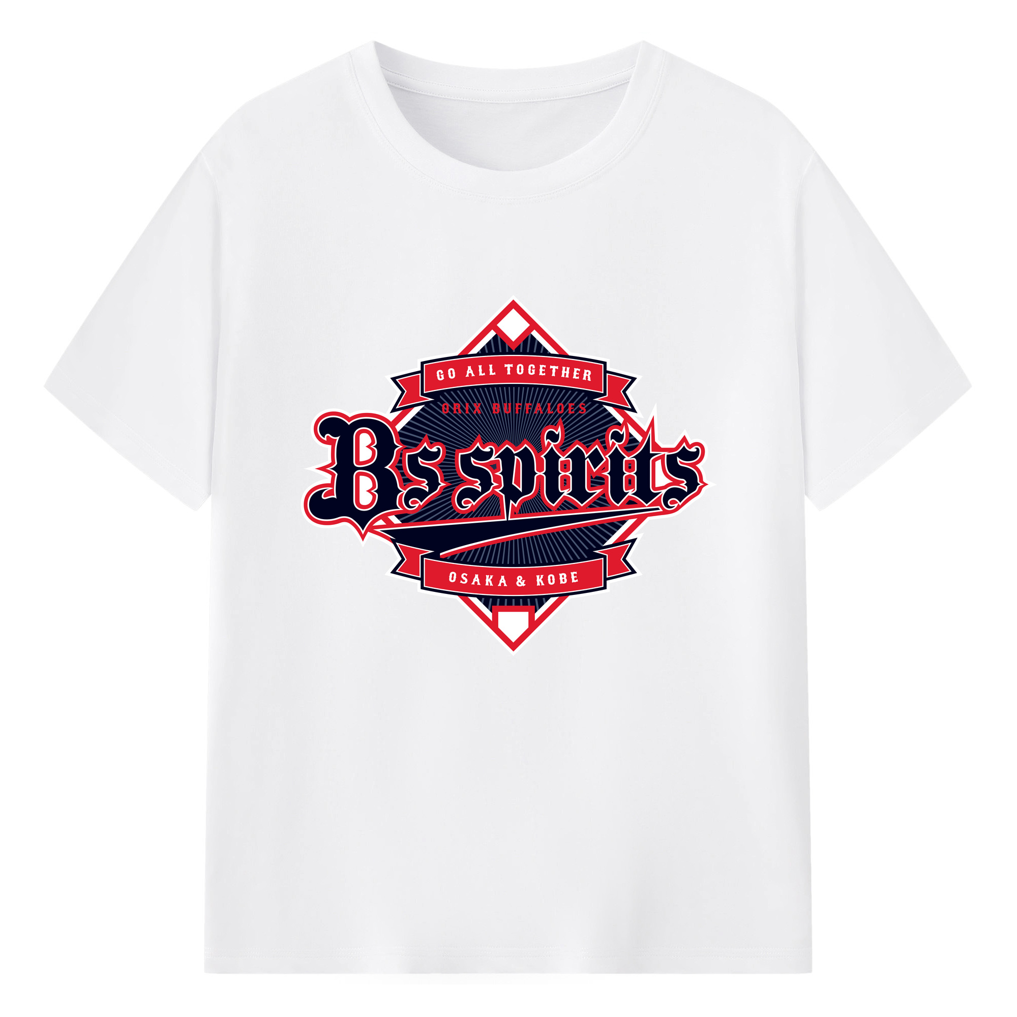 ORIX BUFFALOES BS SPIRITS Logo - 綿100％ 半袖Tシャツ ・ フロントプリント ・ 快適 通気性 ・ 日常使い 散歩 スポーツ用