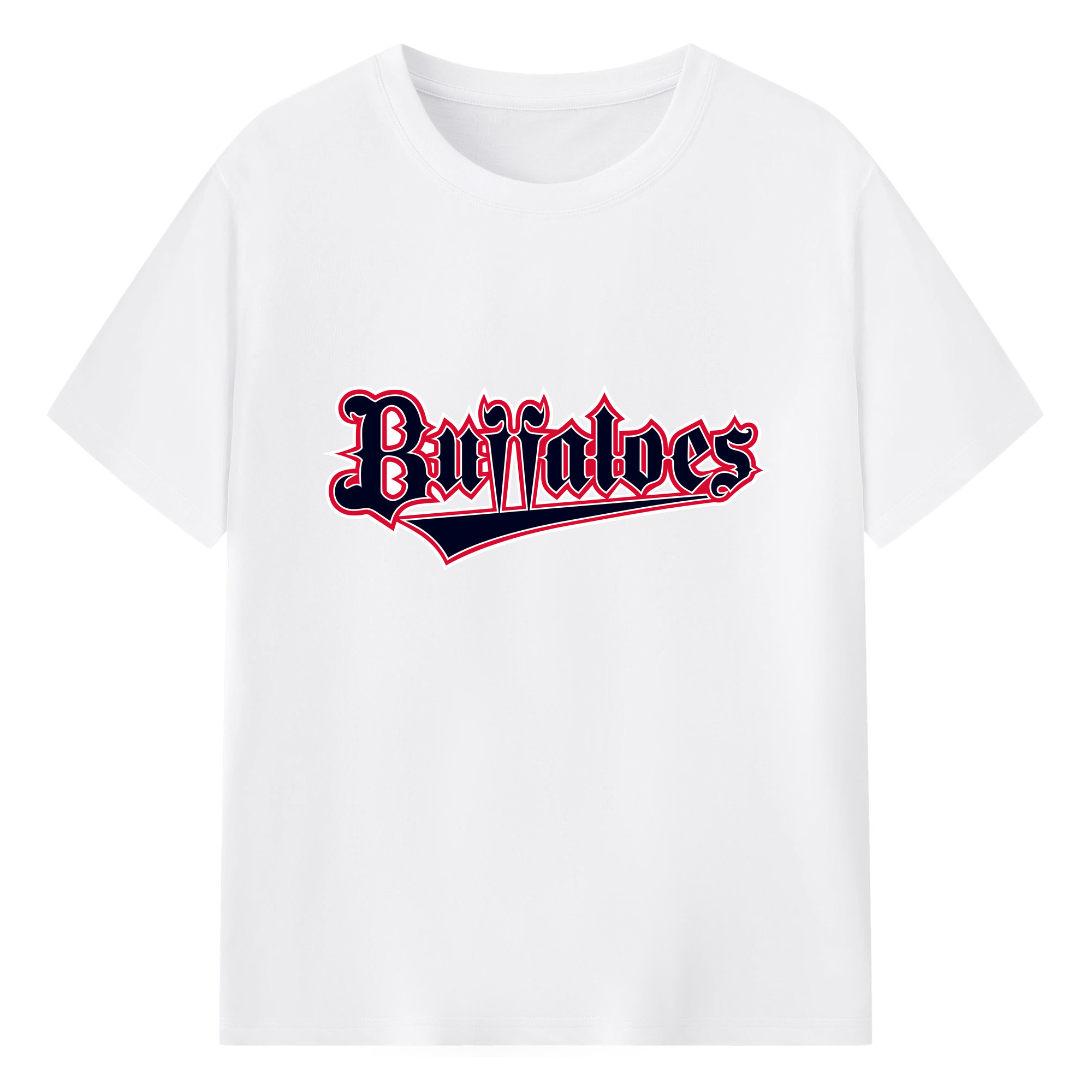 ORIX BUFFALOES OLD WORDMARK APPLICATION RED COLORED Logo - 綿100％ 半袖Tシャツ ・ フロントプリント ・ 快適 通気性 ・ 日常使い 散歩 スポーツ用