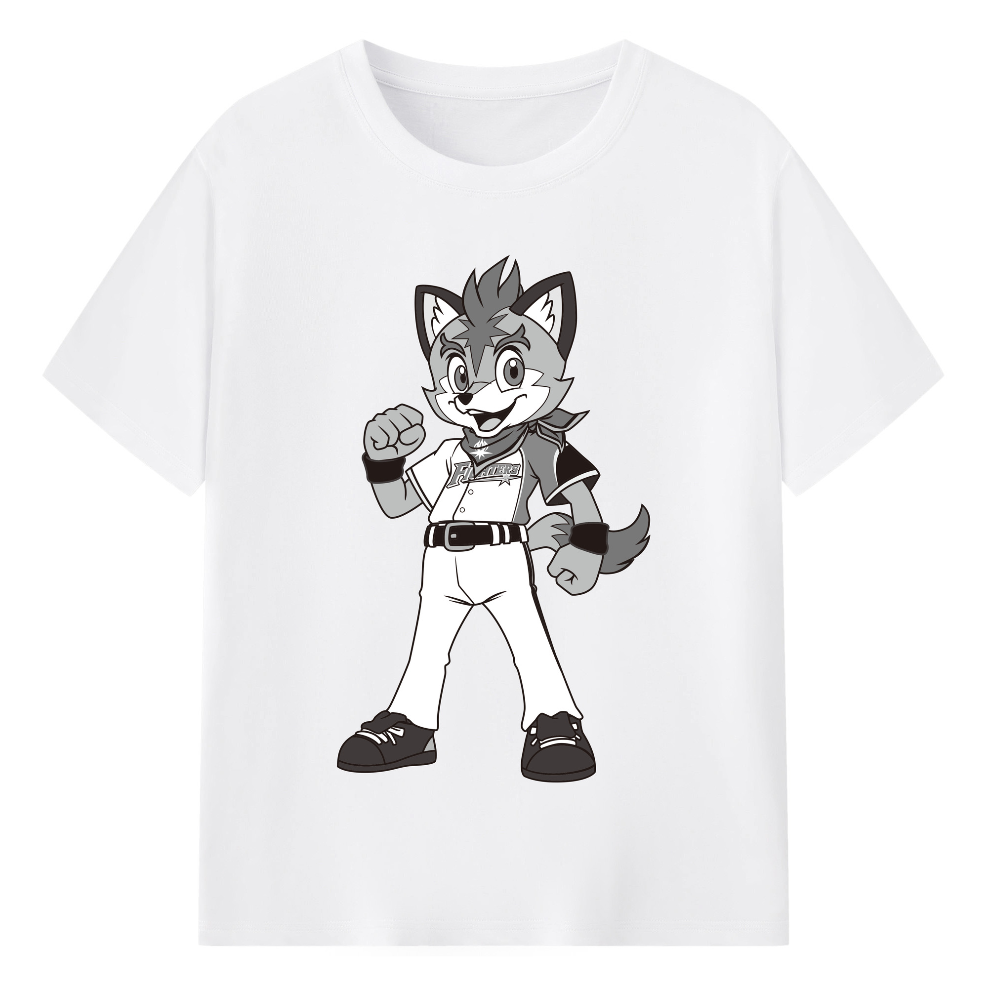 HOKKAIDO NIPPON-HAM FIGHTERS MASCOT FREP THE FOX Logo - 綿100％ 半袖Tシャツ ・ フロントプリント ・ 快適 通気性 ・ 日常使い 散歩 スポーツ用