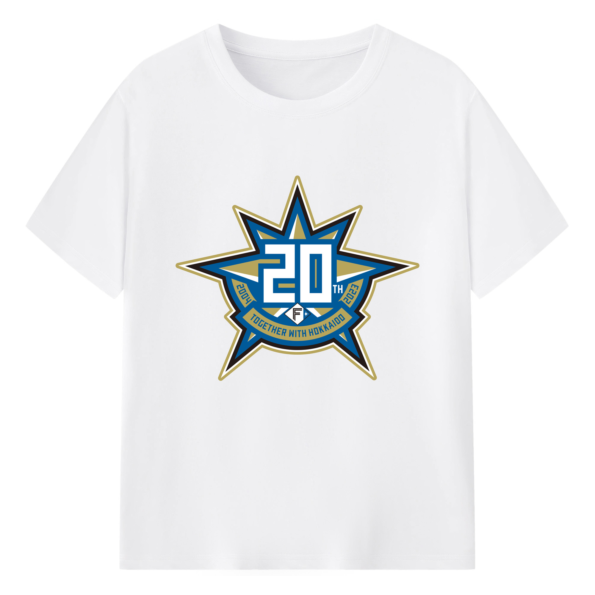 HOKKAIDO NIPPON-HAM FIGHTERS HOKKAIDO 20TH MEMORIAL SERIES EMBLEM Logo - 綿100％ 半袖Tシャツ ・ フロントプリント ・ 快適 通気性 ・ 日常使い 散歩 スポーツ用