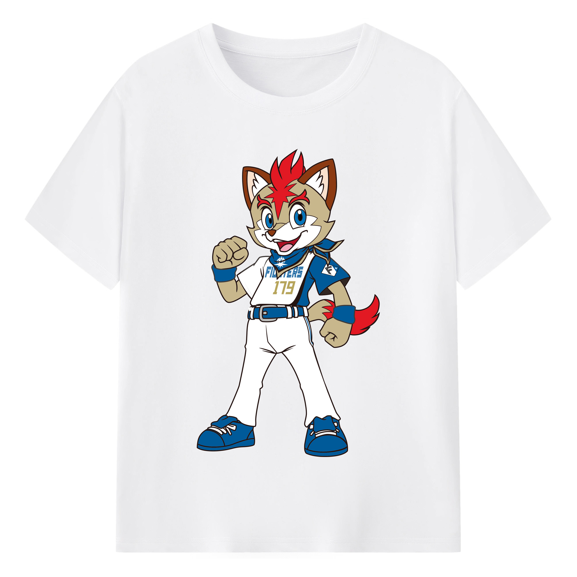 HOKKAIDO NIPPON-HAM FIGHTERS MASCOT FREP THE FOX ORIGINAL 2022 Logo - 綿100％ 半袖Tシャツ ・ フロントプリント ・ 快適 通気性 ・ 日常使い 散歩 スポーツ用