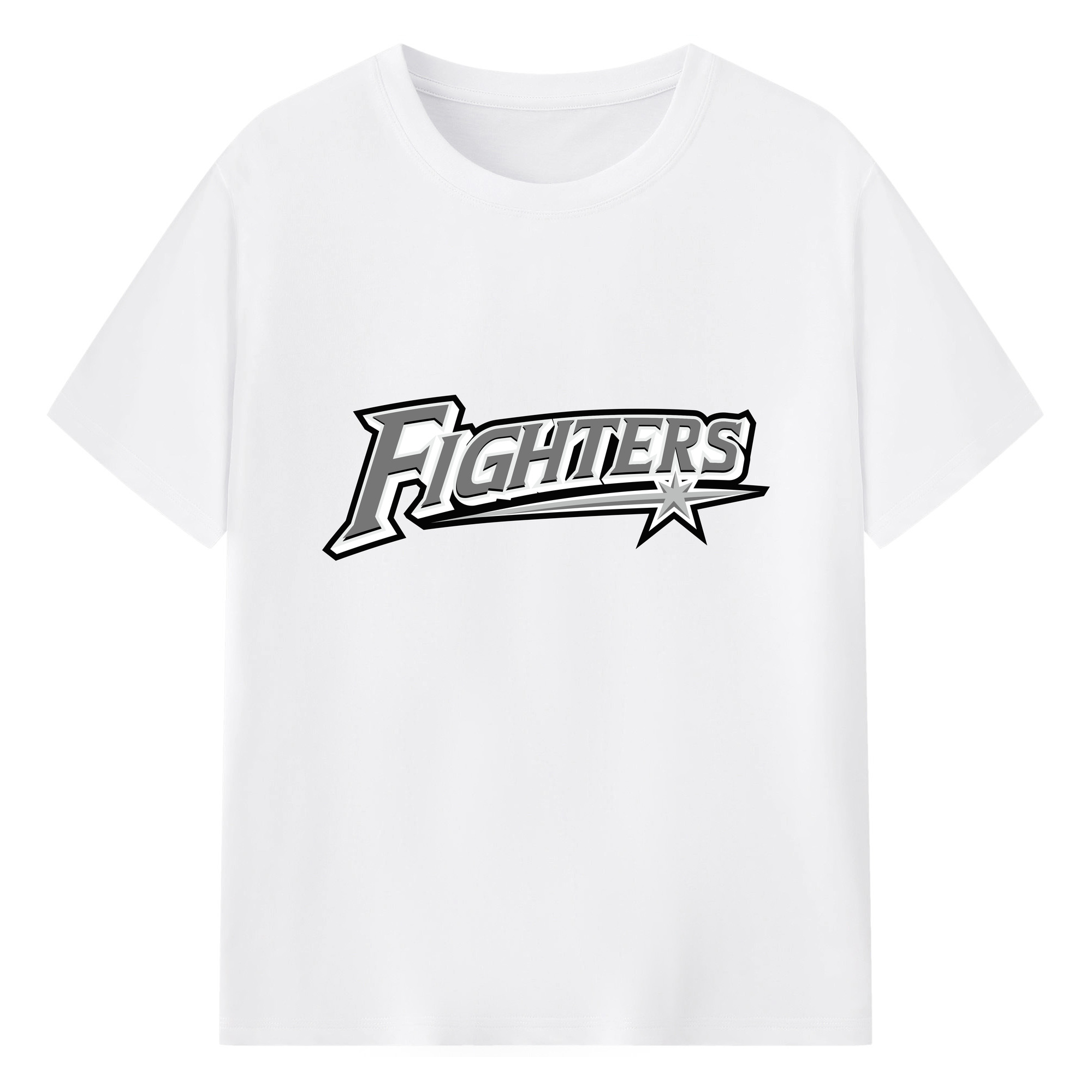 HOKKAIDO NIPPON-HAM FIGHTERS WORDMARK Logo - 綿100％ 半袖Tシャツ ・ フロントプリント ・ 快適 通気性 ・ 日常使い 散歩 スポーツ用