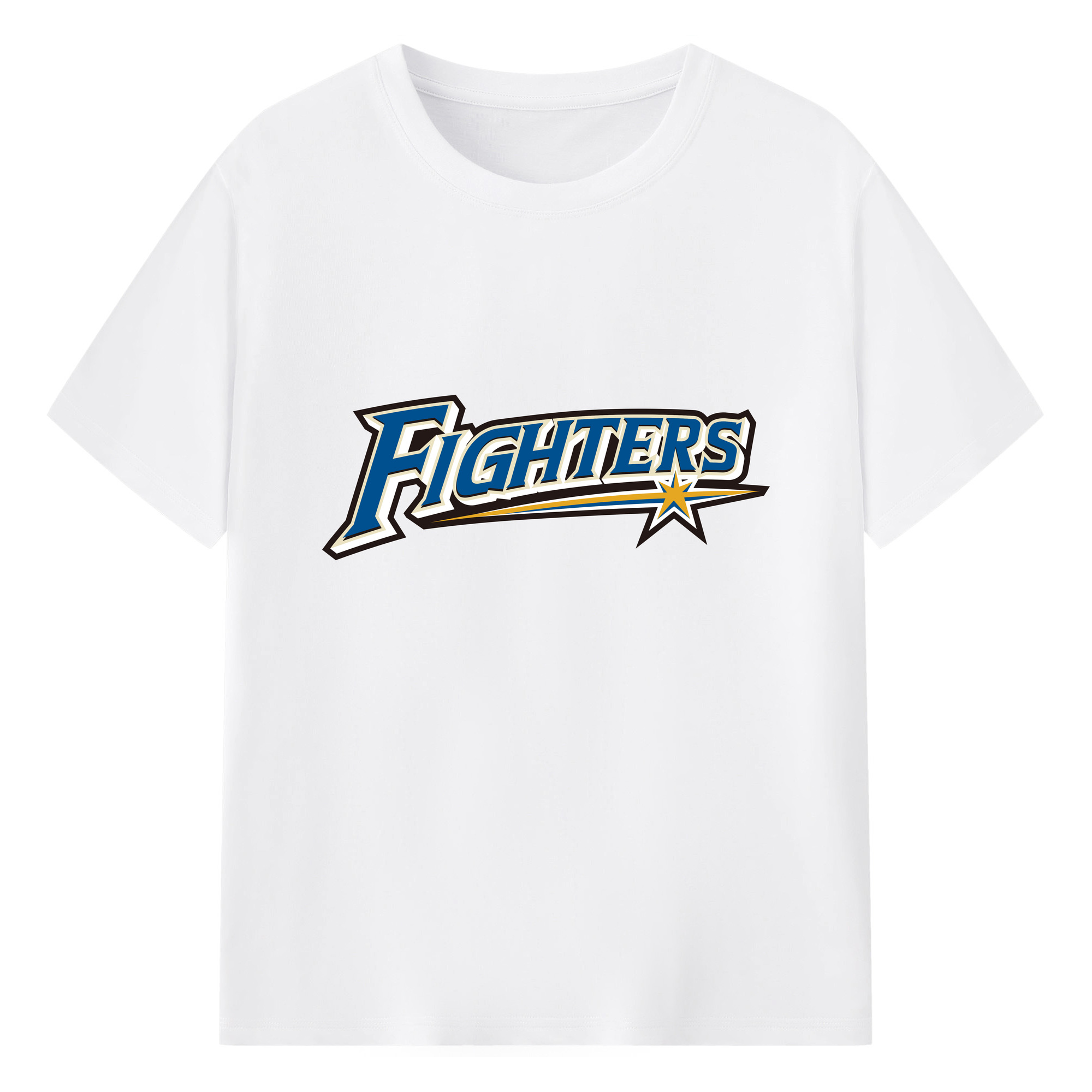 HOKKAIDO NIPPON-HAM FIGHTERS WORDMARK Color Logo - 綿100％ 半袖Tシャツ ・ フロントプリント ・ 快適 通気性 ・ 日常使い 散歩 スポーツ用