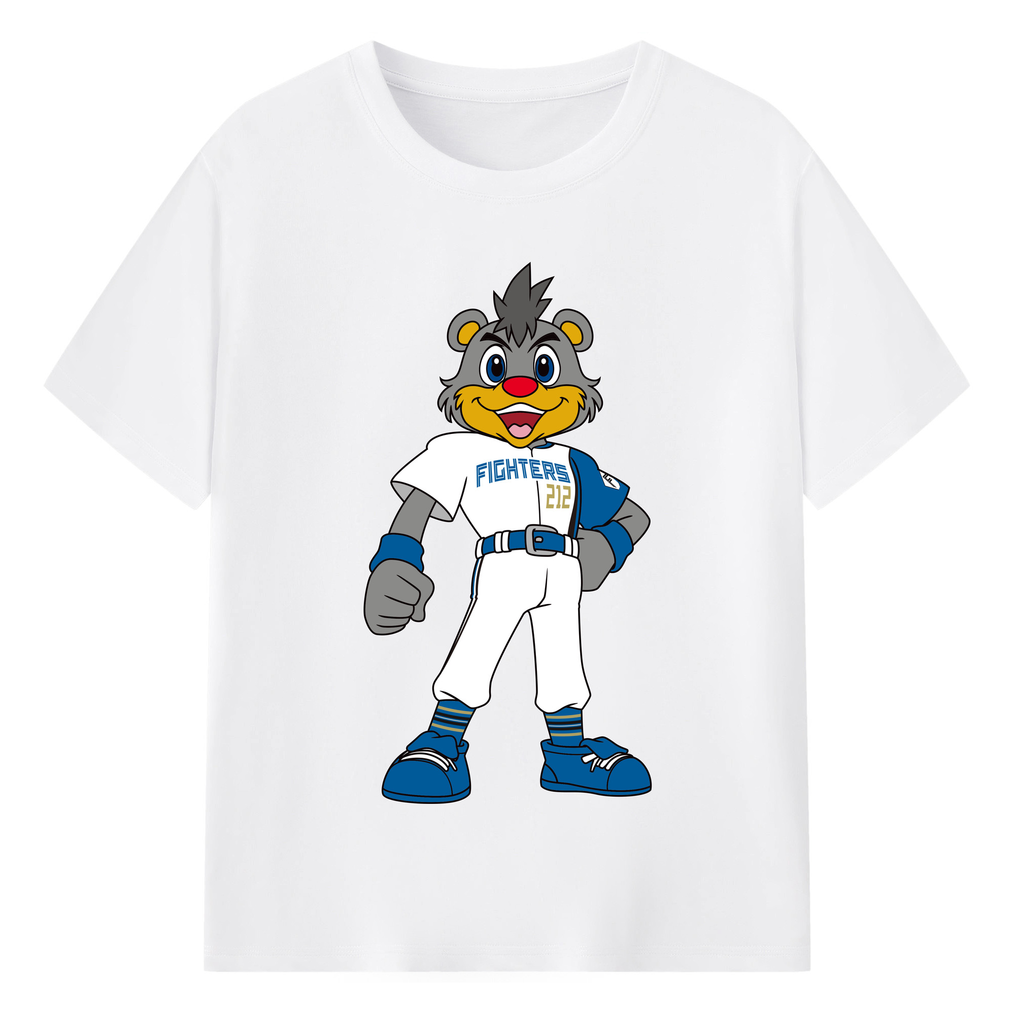 HOKKAIDO NIPPON-HAM FIGHTERS MASCOT BRISKY THE BEAR 2022 Logo - 綿100％ 半袖Tシャツ ・ フロントプリント ・ 快適 通気性 ・ 日常使い 散歩 スポーツ用
