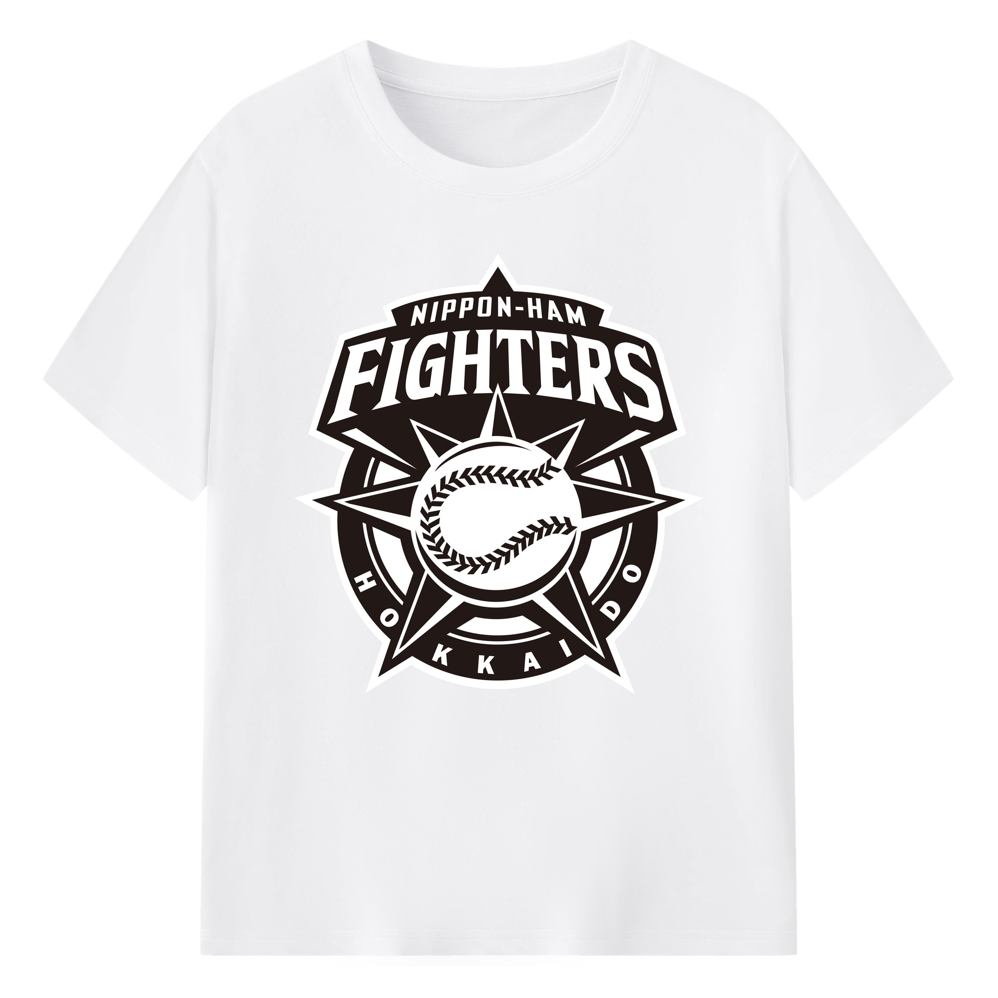 NIPPON-HAM FIGHTERS Logo - 綿100％ 半袖Tシャツ ・ フロントプリント ・ 快適 通気性 ・ 日常使い 散歩 スポーツ用