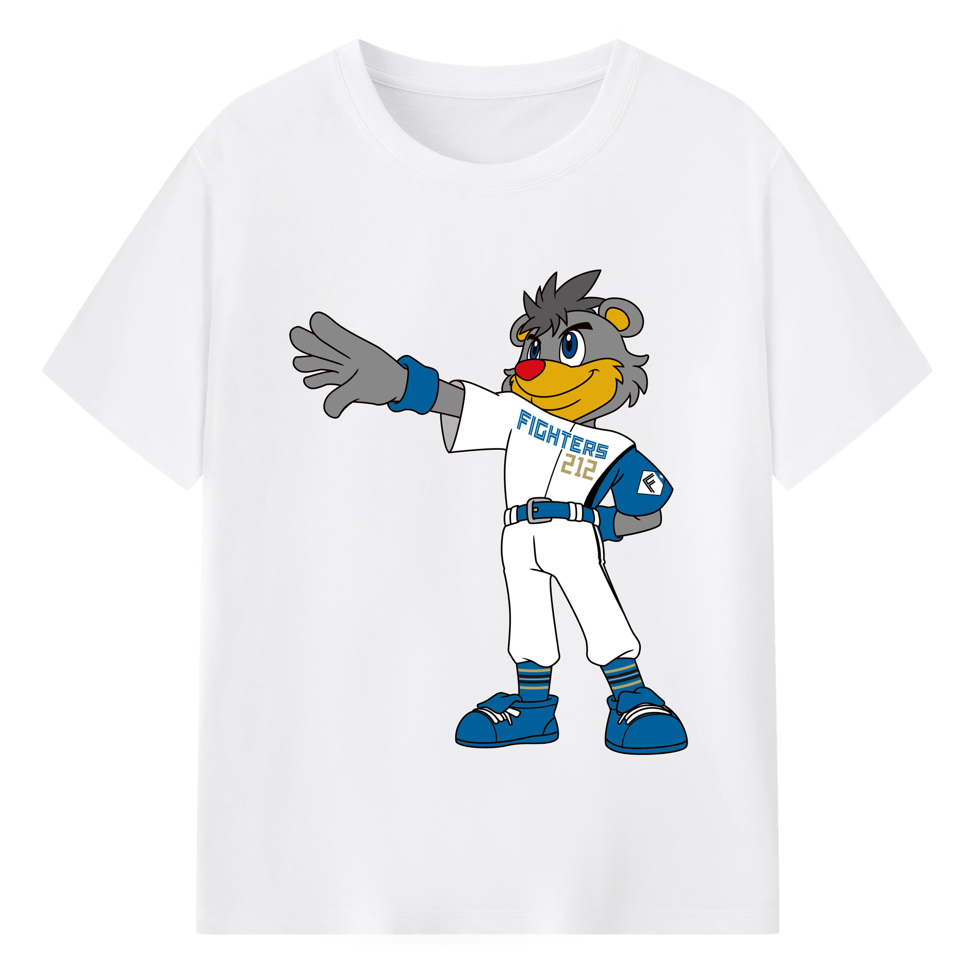 HOKKAIDO NIPPON-HAM FIGHTERS MASCOT BRISKY THE BEAR APPLICATION STARE AT GOAL 2022 Logo - 綿100％ 半袖Tシャツ ・ フロントプリント ・ 快適 通気性 ・ 日常使い 散歩 スポーツ用