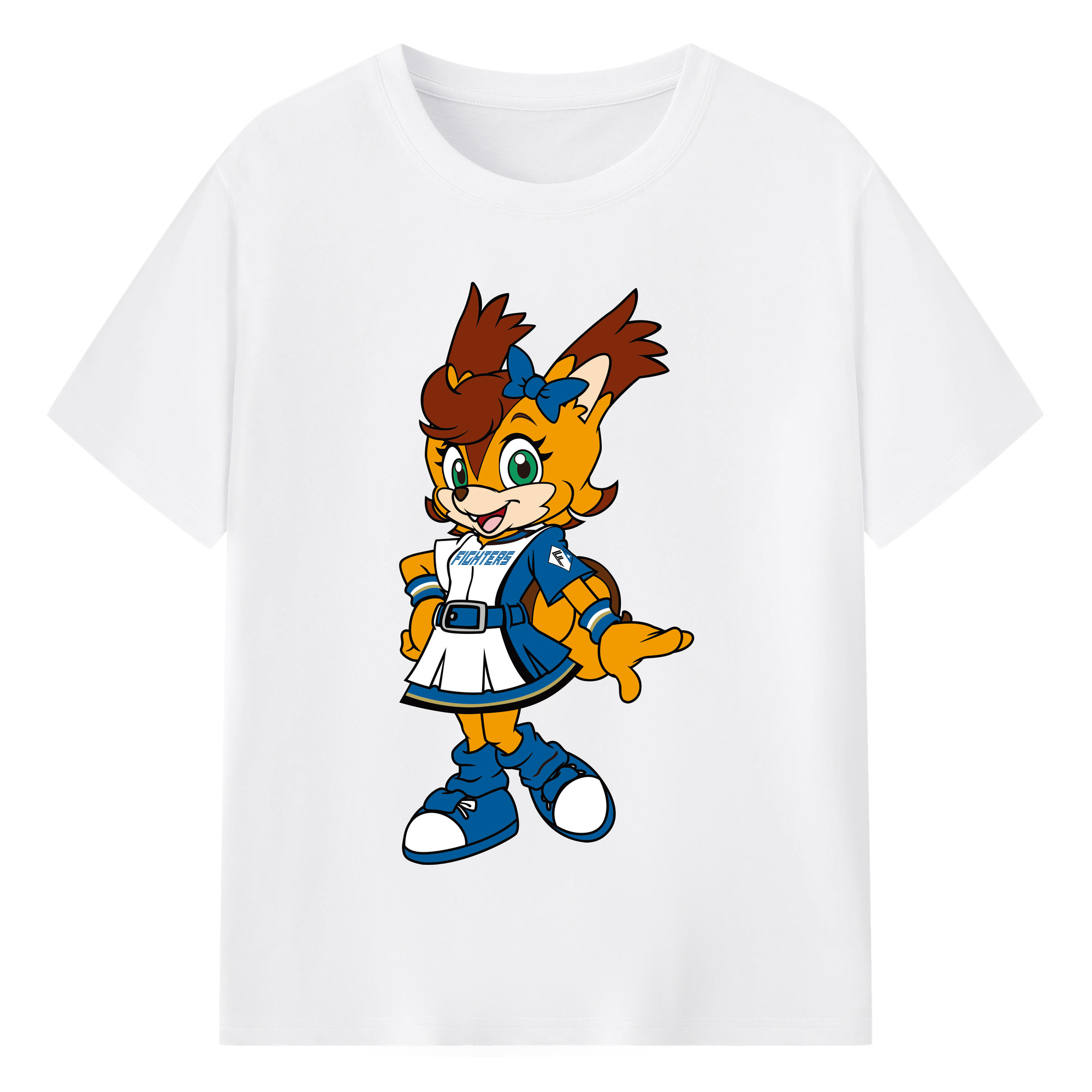 HOKKAIDO NIPPON-HAM FIGHTERS MASCOT POLLY POLARIS ORIGINAL 2022 Logo - 綿100％ 半袖Tシャツ ・ フロントプリント ・ 快適 通気性 ・ 日常使い 散歩 スポーツ用
