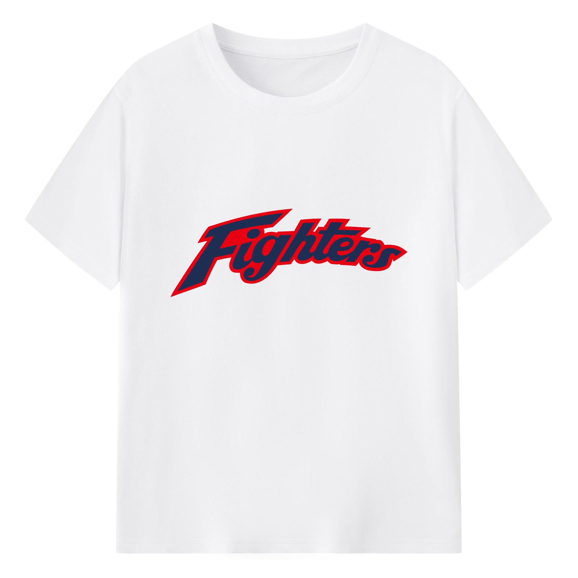 NIPPON-HAM FIGHTERS WORDMARK Logo - 綿100％ 半袖Tシャツ ・ フロントプリント ・ 快適 通気性 ・ 日常使い 散歩 スポーツ用