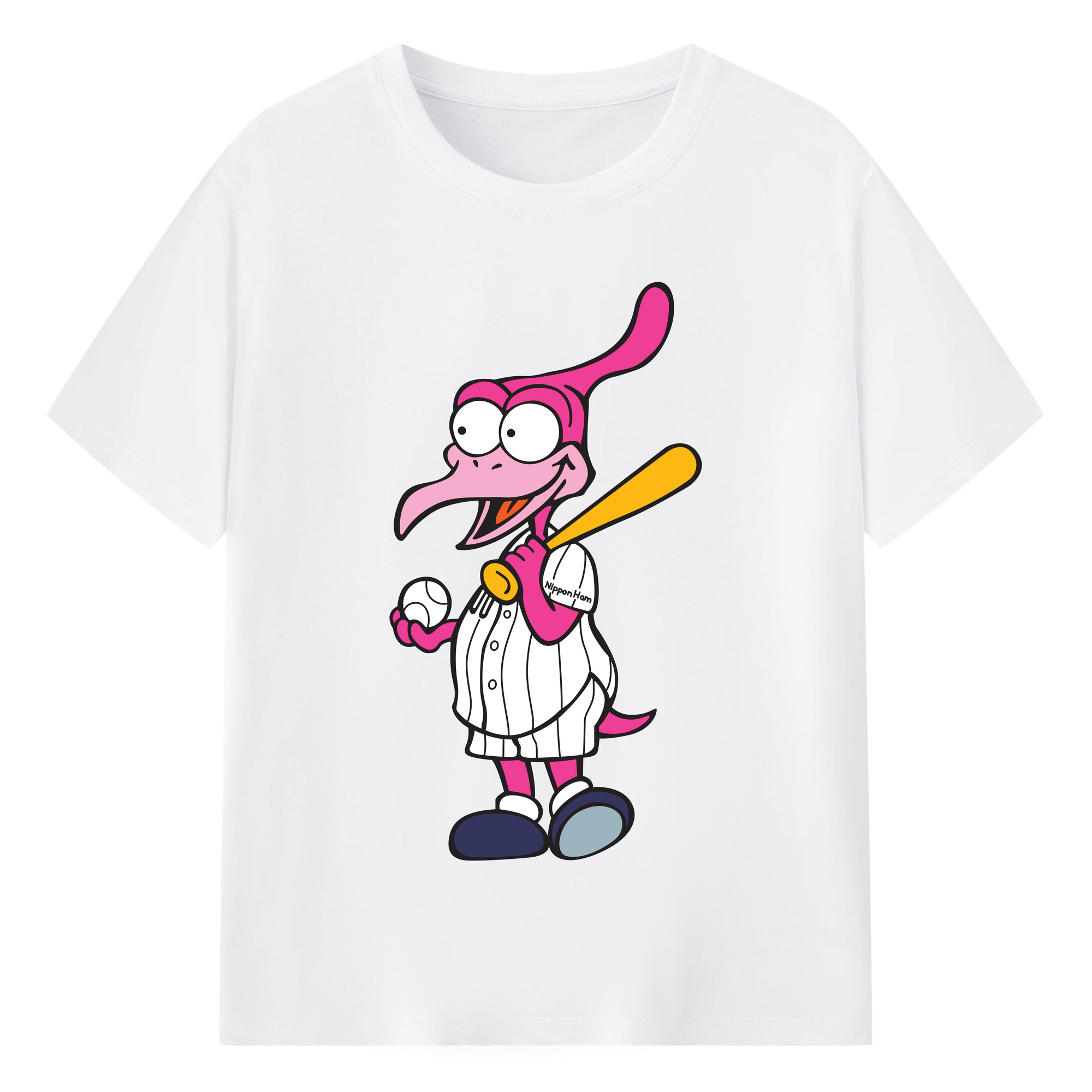 NIPPON-HAM FIGHTERS MASCOT FIGHTY ORIGINAL Logo - 綿100％ 半袖Tシャツ ・ フロントプリント ・ 快適 通気性 ・ 日常使い 散歩 スポーツ用