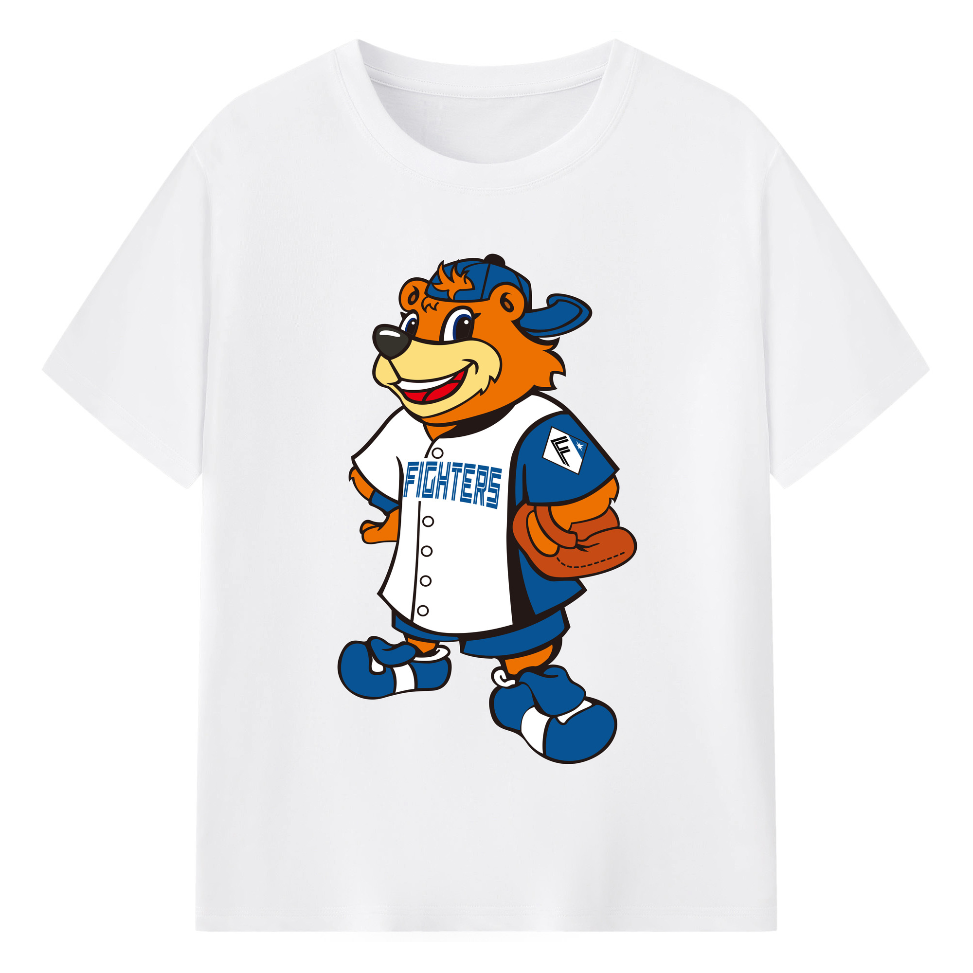 HOKKAIDO NIPPON-HAM FIGHTERS MASCOT CUBBY THE BEAR 2022 Logo - 綿100％ 半袖Tシャツ ・ フロントプリント ・ 快適 通気性 ・ 日常使い 散歩 スポーツ用