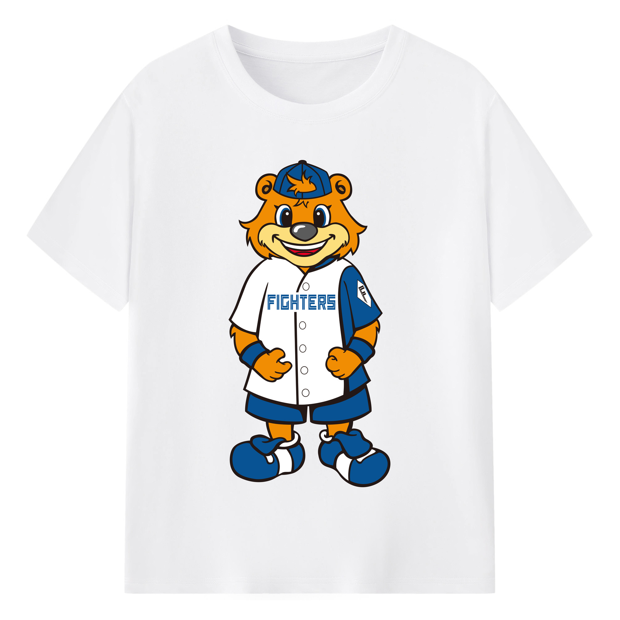 HOKKAIDO NIPPON-HAM FIGHTERS MASCOT CUBBY THE BEAR 2022 ORIGINAL Logo - 綿100％ 半袖Tシャツ ・ フロントプリント ・ 快適 通気性 ・ 日常使い 散歩 スポーツ用