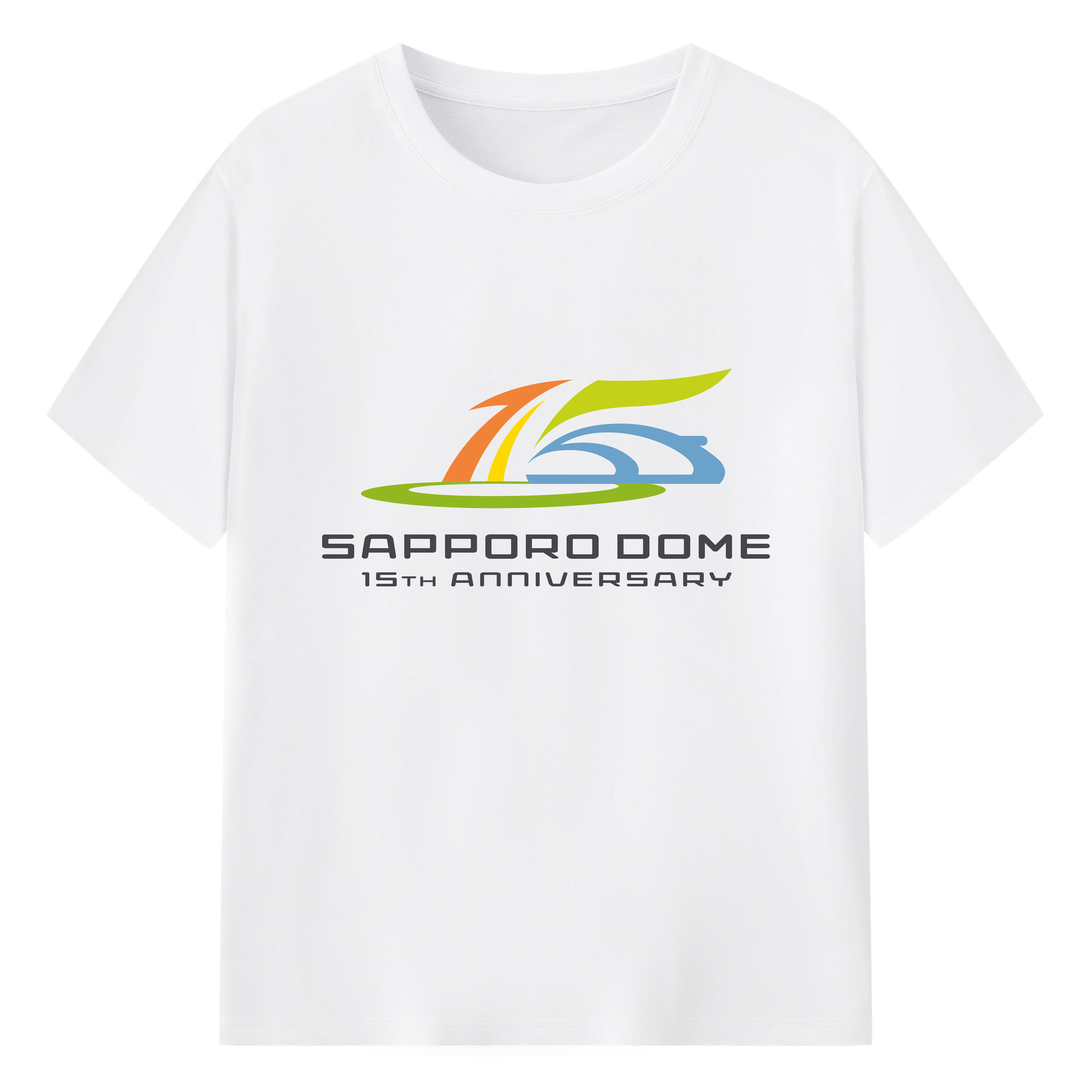 SAPPORO DOME 15TH ANNIVERSARY Logo - 綿100％ 半袖Tシャツ ・ フロントプリント ・ 快適 通気性 ・ 日常使い 散歩 スポーツ用
