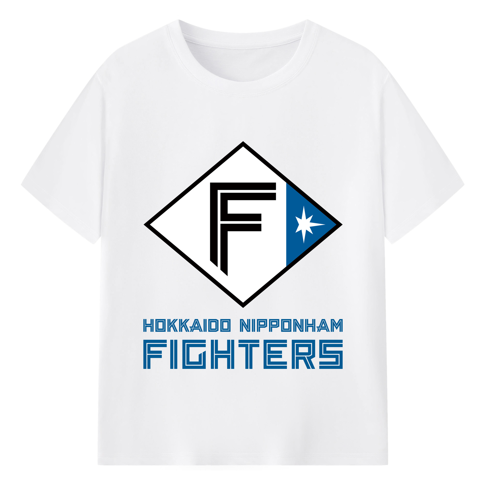 HOKKAIDO NIPPON-HAM FIGHTERS EMBLEM 2022 - 綿100％ 半袖Tシャツ ・ フロントプリント ・ 快適 通気性 ・ 日常使い 散歩 スポーツ用
