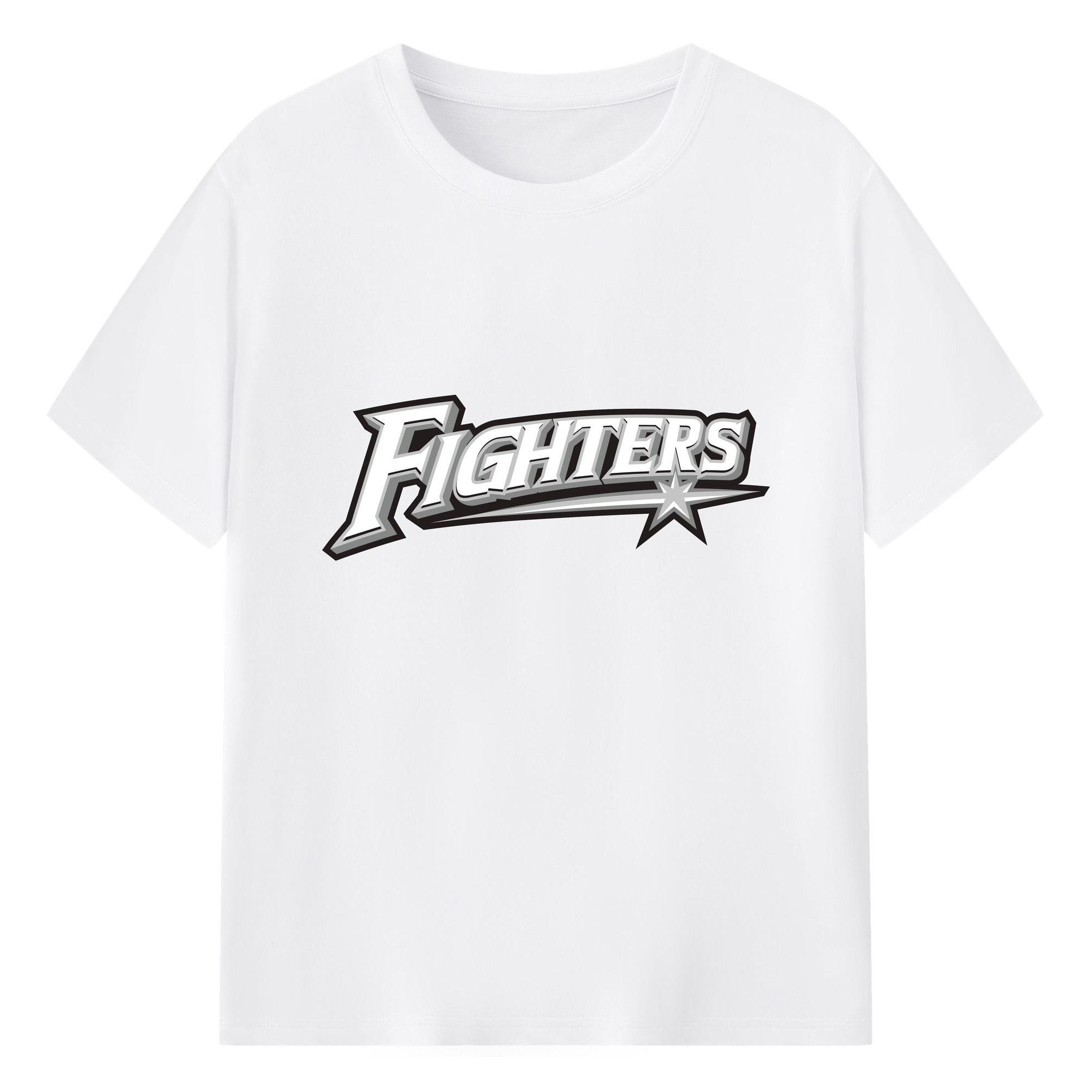 HOKKAIDO NIPPON-HAM FIGHTERS WORDMARK APPLICATION OUTLINE Logo - 綿100％ 半袖Tシャツ ・ フロントプリント ・ 快適 通気性 ・ 日常使い 散歩 スポーツ用