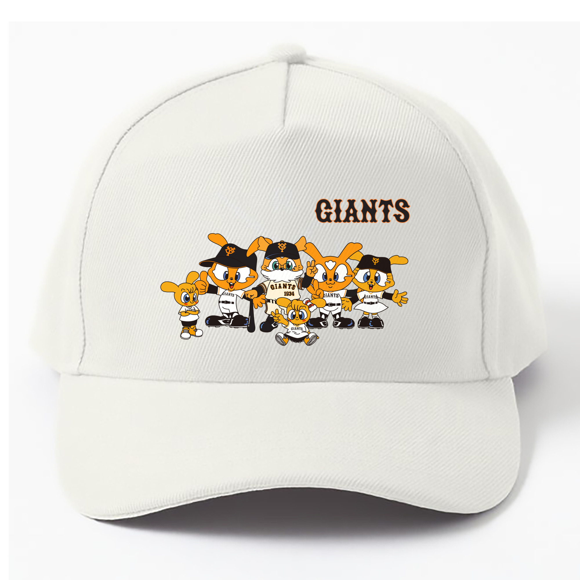 YOMIURI GIANTS MASCOT GIABBIT FAMILY Logo - ベースボールキャップ ・ 綿100％ ・ 男女兼用 ・ スポーツ 帽子 ・ 日常使い 散歩 アウトドア 旅行用