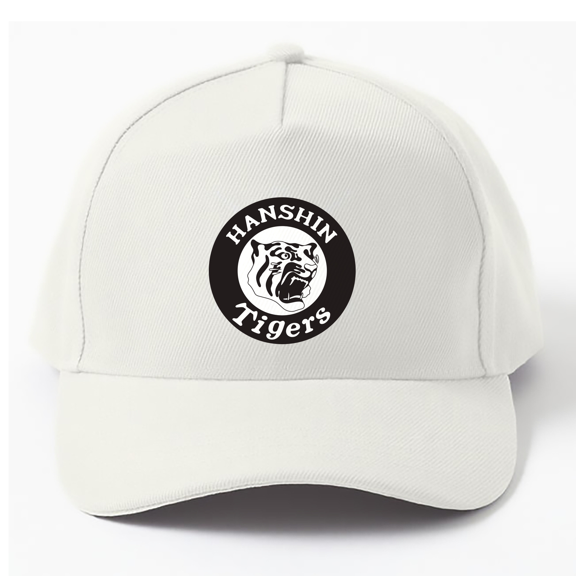 HANSHIN TIGERS EMBLEM APPLICATION WHITE BLACK Logo - ベースボールキャップ ・ 綿100％ ・ 男女兼用 ・ スポーツ 帽子 ・ 日常使い 散歩 アウトドア 旅行用