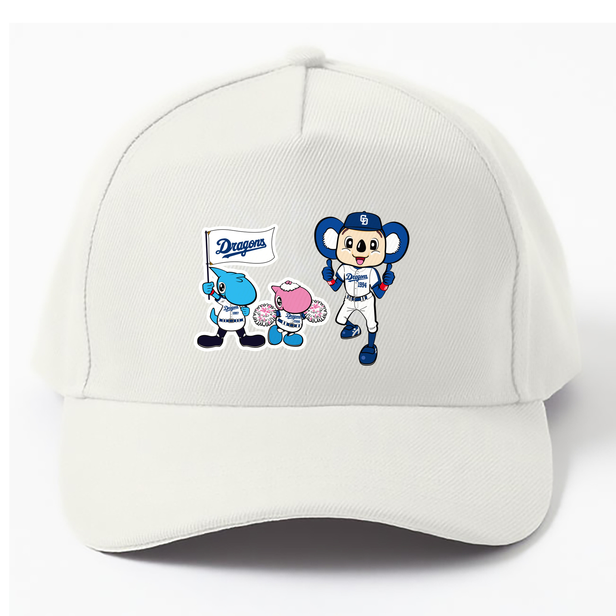 CHUNICHI DRAGONS MASCOT SHAOLON PAOLON DOALA APPLICATION FLAG Logo - ベースボールキャップ ・ 綿100％ ・ 男女兼用 ・ スポーツ 帽子 ・ 日常使い 散歩 アウトドア 旅行用