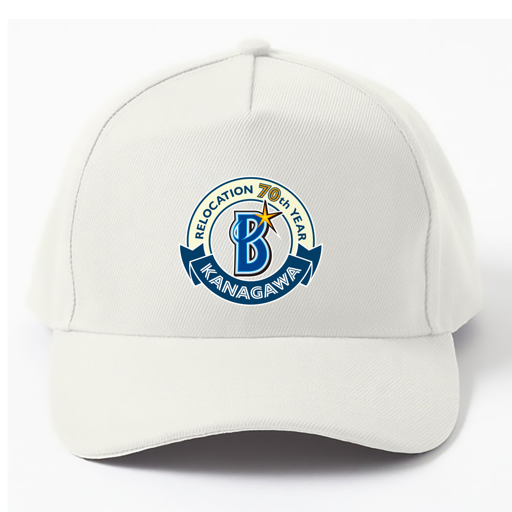 YOKOHAMA DeNA BAYSTARS KANAGAWA RELOCATION 70TH YEAR EMBLEM APPLICATION BACKGROUND Logo - ベースボールキャップ ・ 綿100％ ・ 男女兼用 ・ スポーツ 帽子 ・ 日常使い 散歩 アウトドア 旅行用