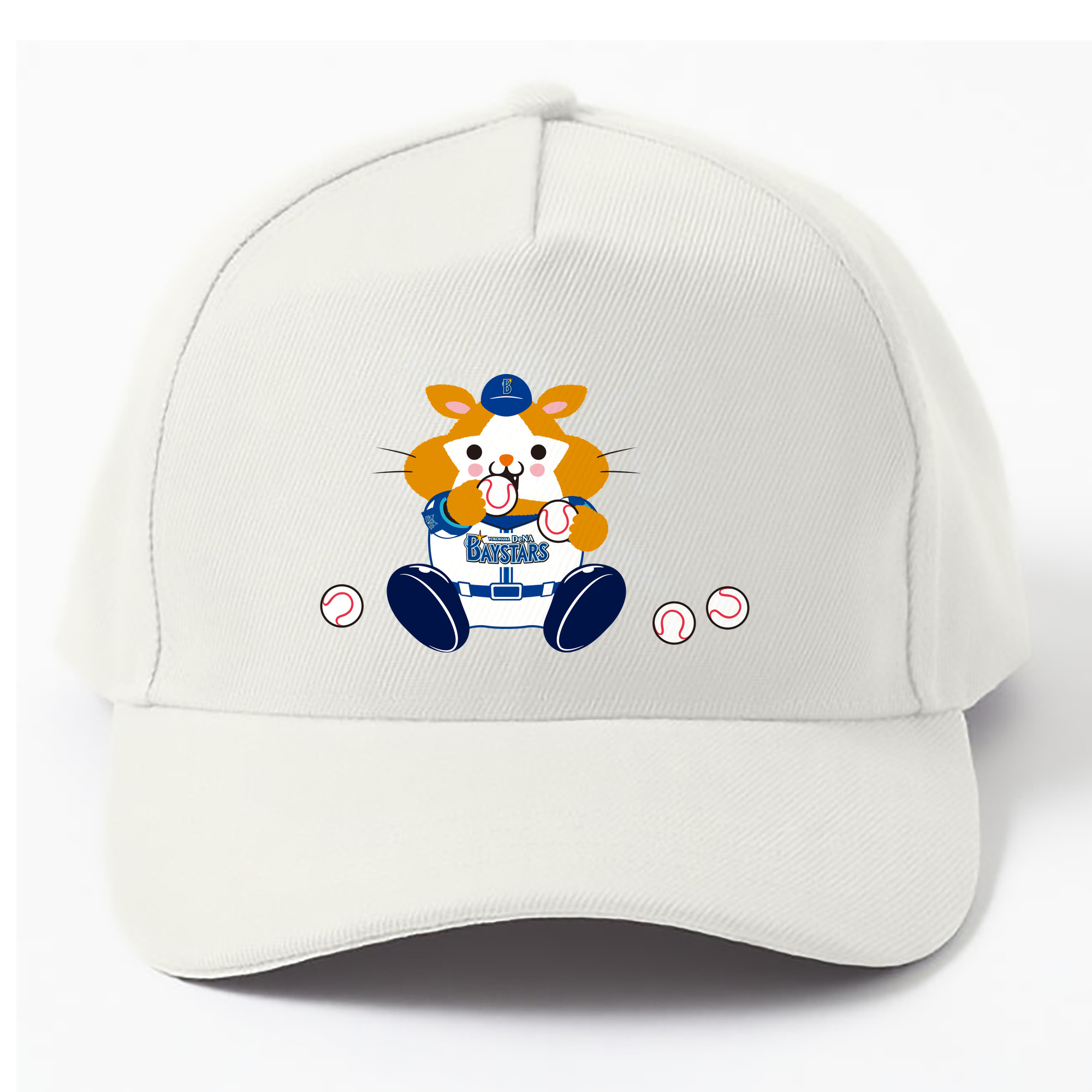 YOKOHAMA DeNA BAYSTARS MASCOT DB.STARMAN 2023 HOME UNIFORM APPLICATION EAT BALLS Logo - ベースボールキャップ ・ 綿100％ ・ 男女兼用 ・ スポーツ 帽子 ・ 日常使い 散歩 アウトドア 旅行用