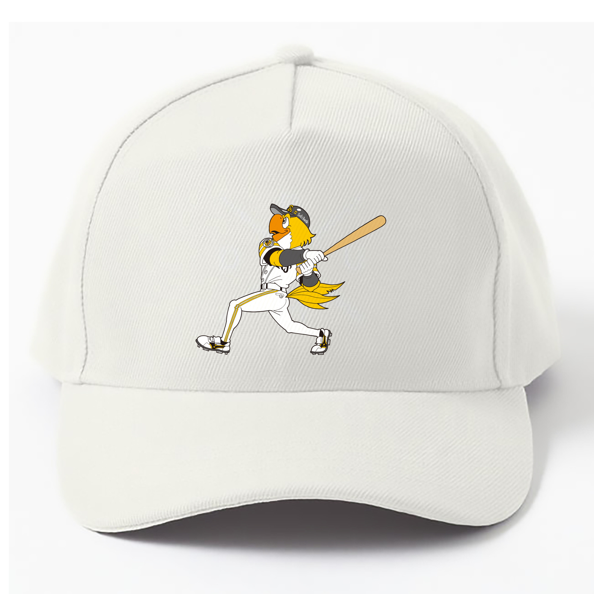 FUKUOKA SOFTBANK HAWKS MASCOT HARRY HAWK APPLICATION SWING BATTING Logo - ベースボールキャップ ・ 綿100％ ・ 男女兼用 ・ スポーツ 帽子 ・ 日常使い 散歩 アウトドア 旅行用